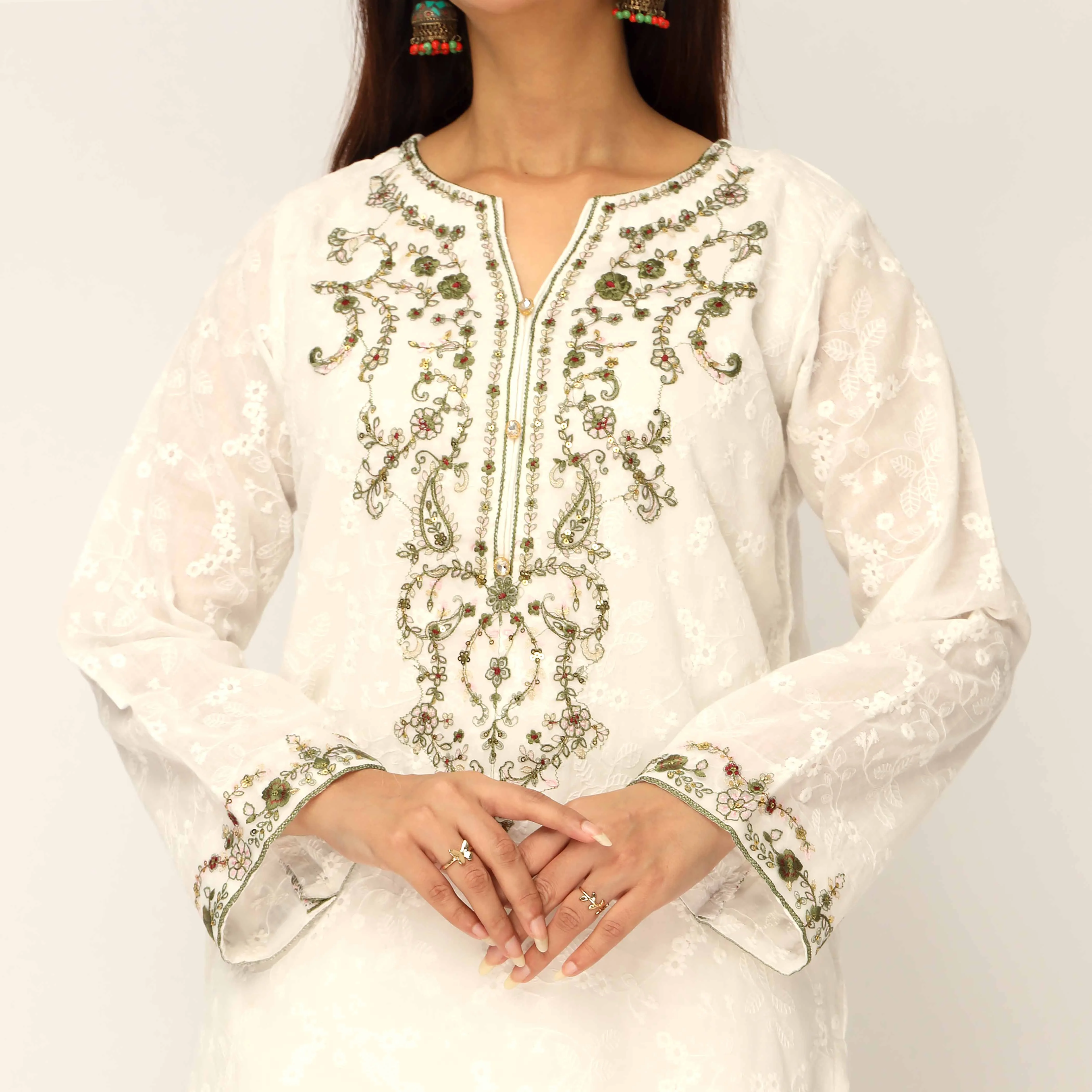 2PC- Chikan Kari Lawn Suit PS5293 - Image 2