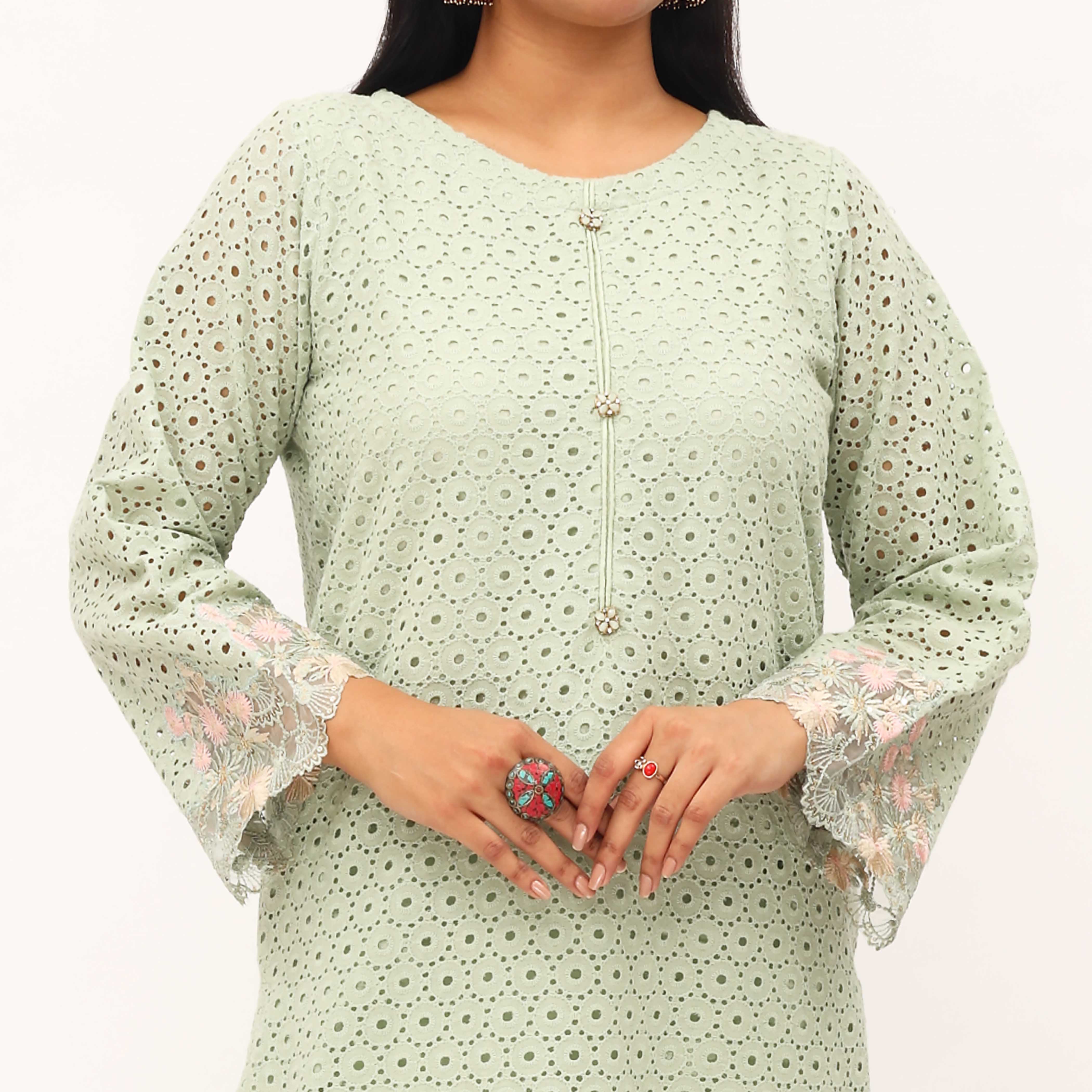 2PC- Chikan Schiffli Lawn Suit PS5334 - Image 2