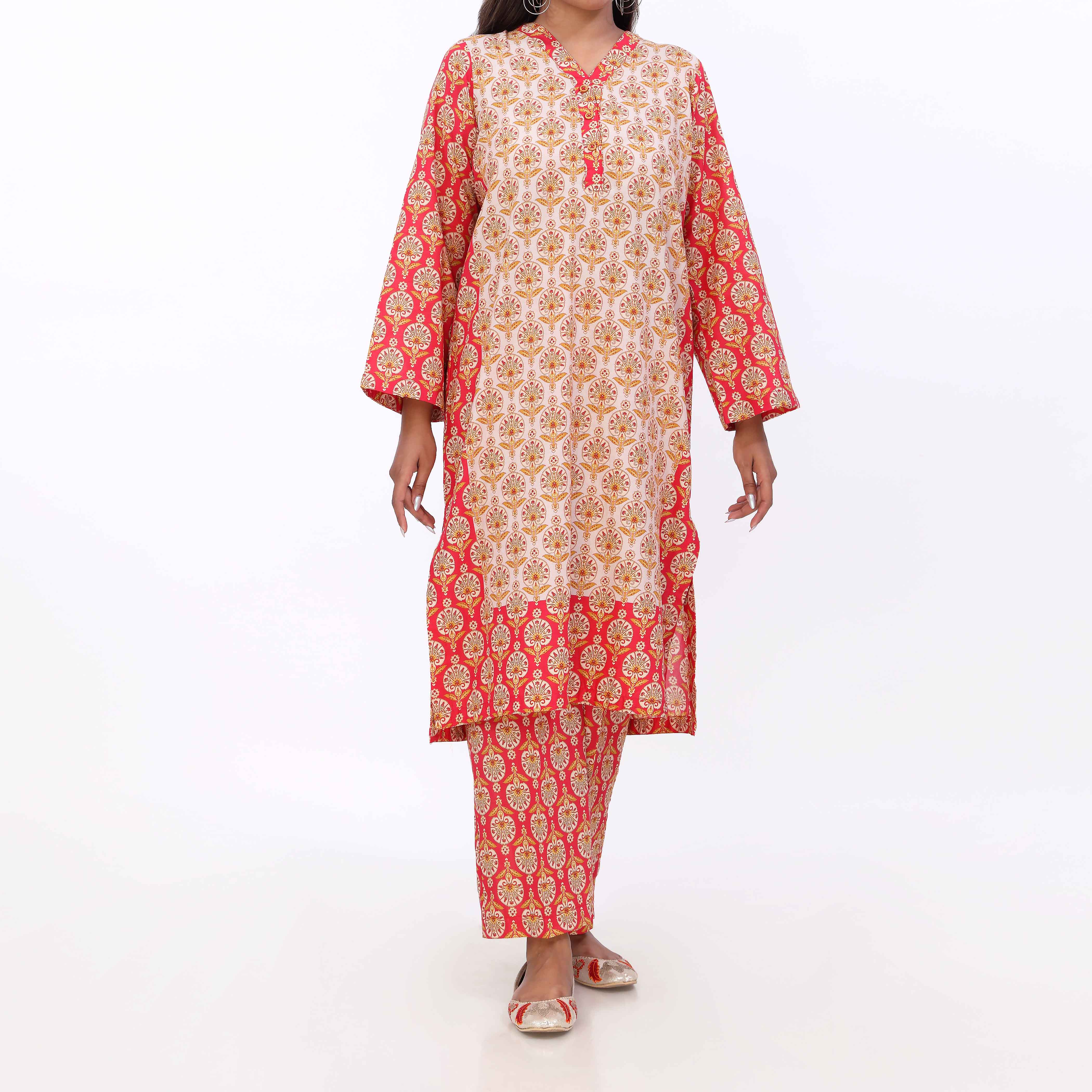2PC- Cotton Cambric Printed Suit PW5065 - Image 2