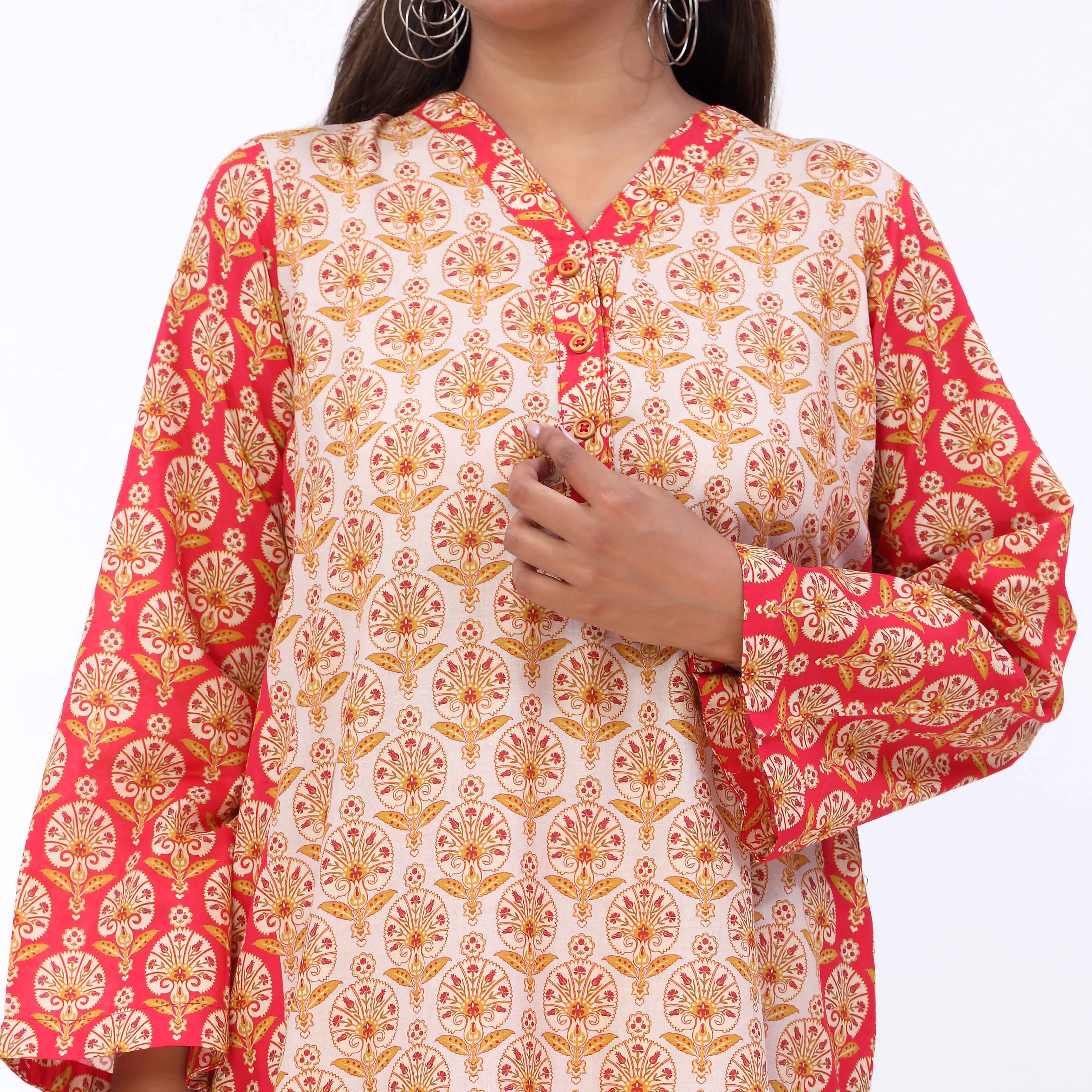 2PC- Cotton Cambric Printed Suit PW5065 - Image 3