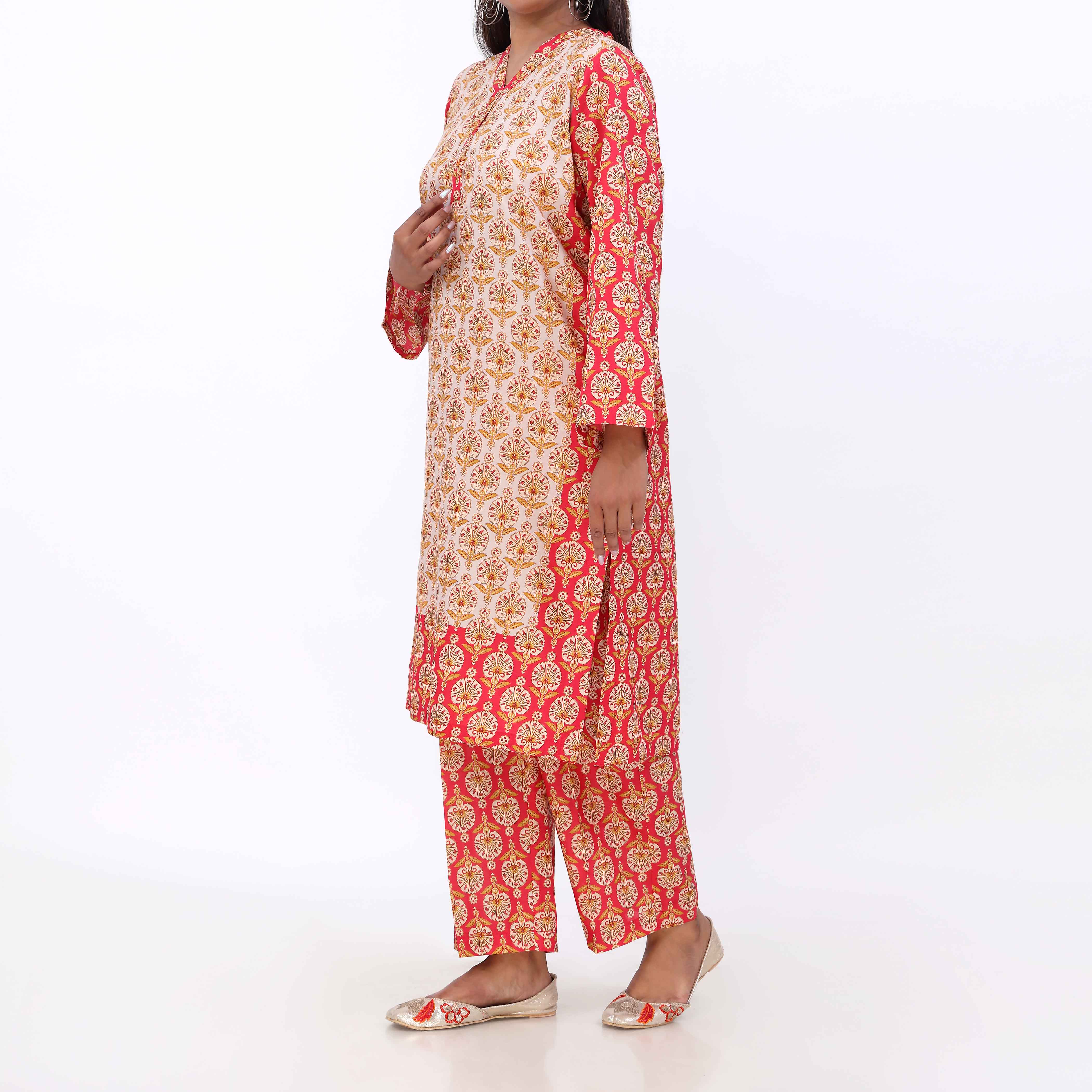 2PC- Cotton Cambric Printed Suit PW5065 - Image 5