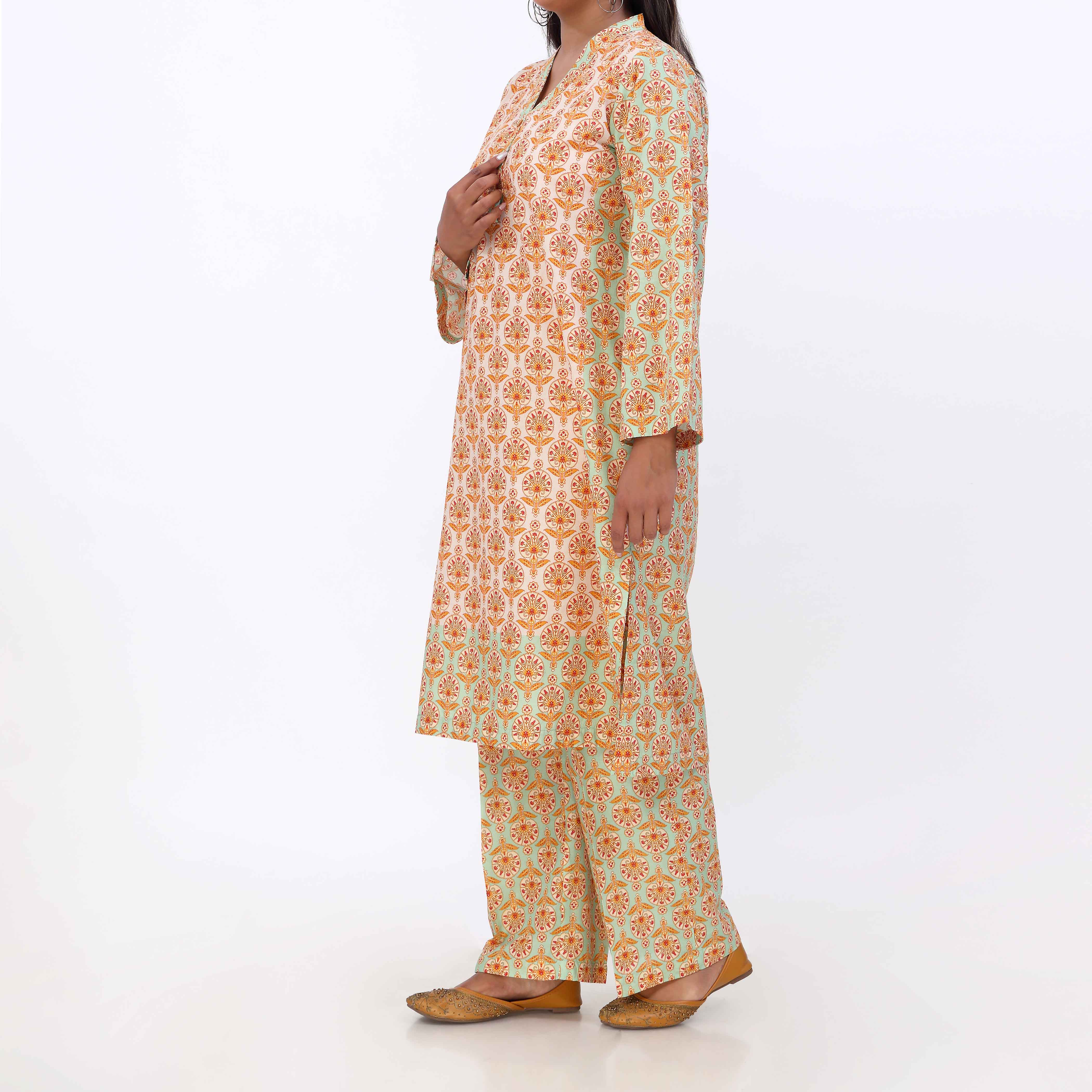 2PC- Cotton Cambric Printed Suit PW5066 - Image 5