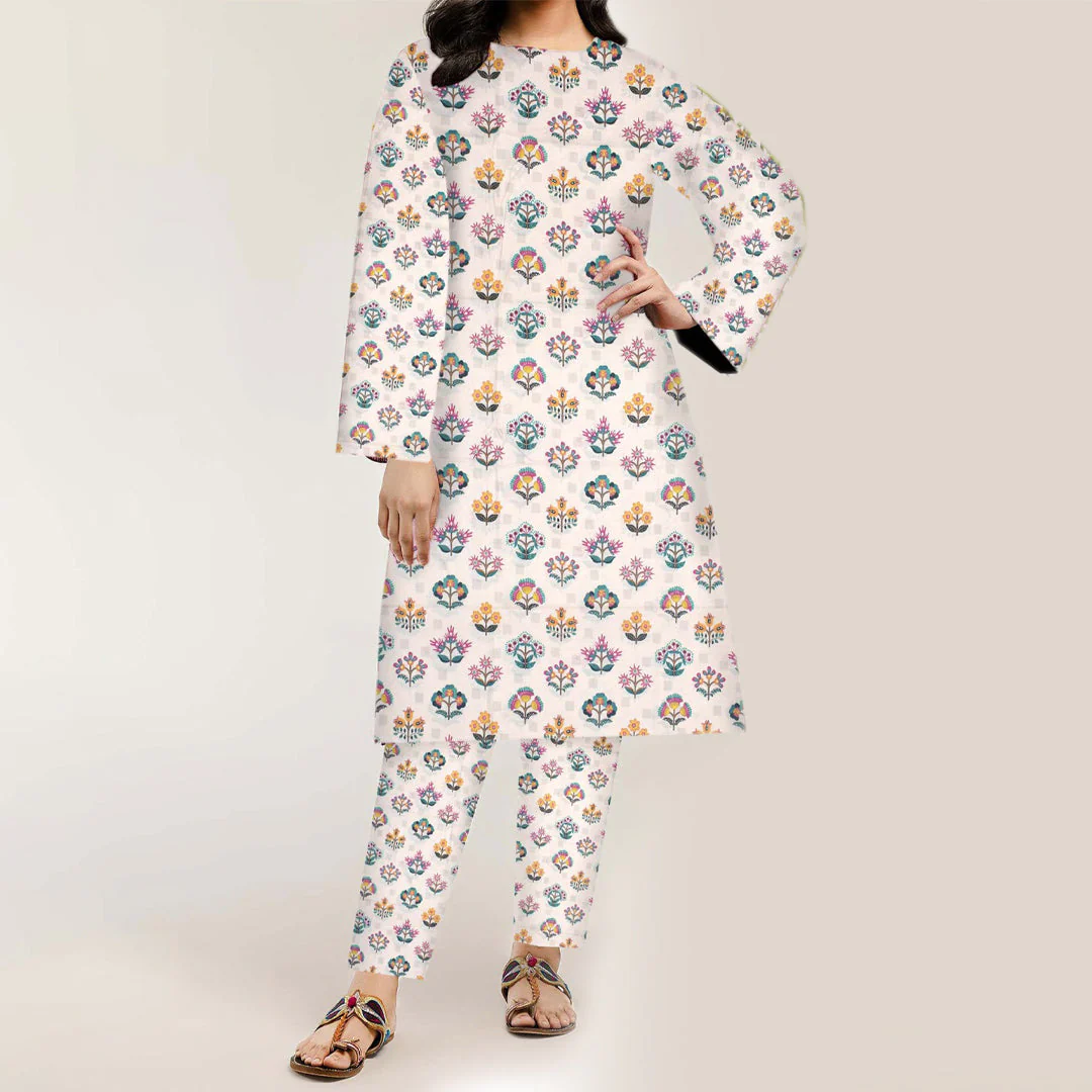 2PC- Unstitched Digital Printed Cambric Suit PW3445