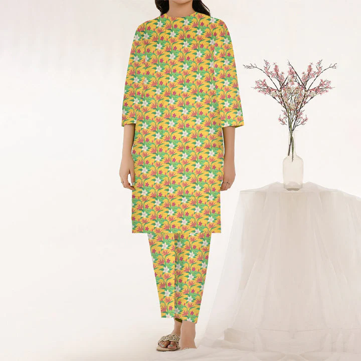 2PC- Unstitched Digital Printed Cambric Suit PW3456