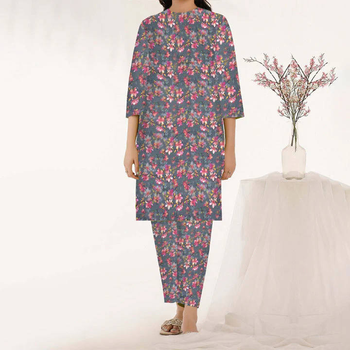 2PC- Unstitched Digital Printed Cambric Suit PW3458