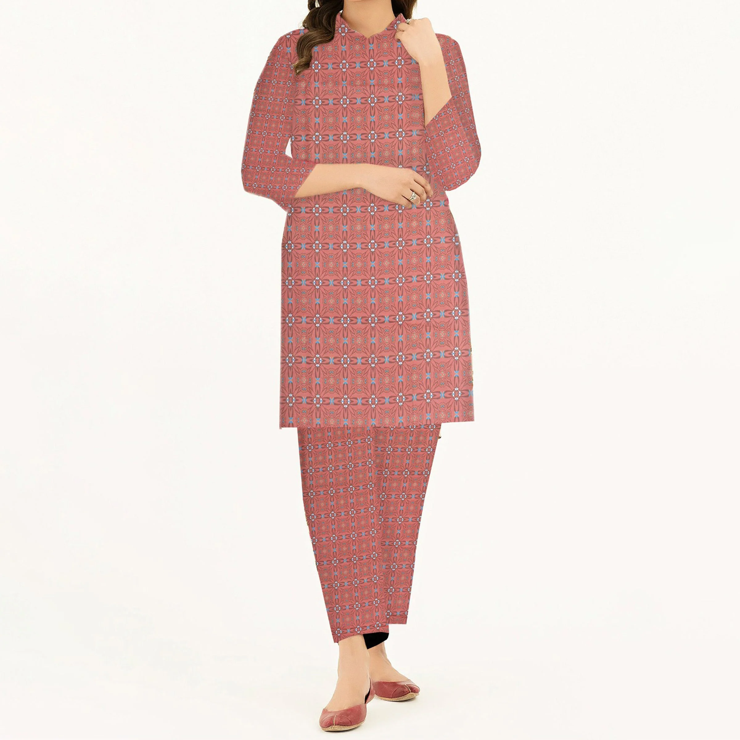 2PC- Unstitched Digital Printed Cambric Suit PW3465