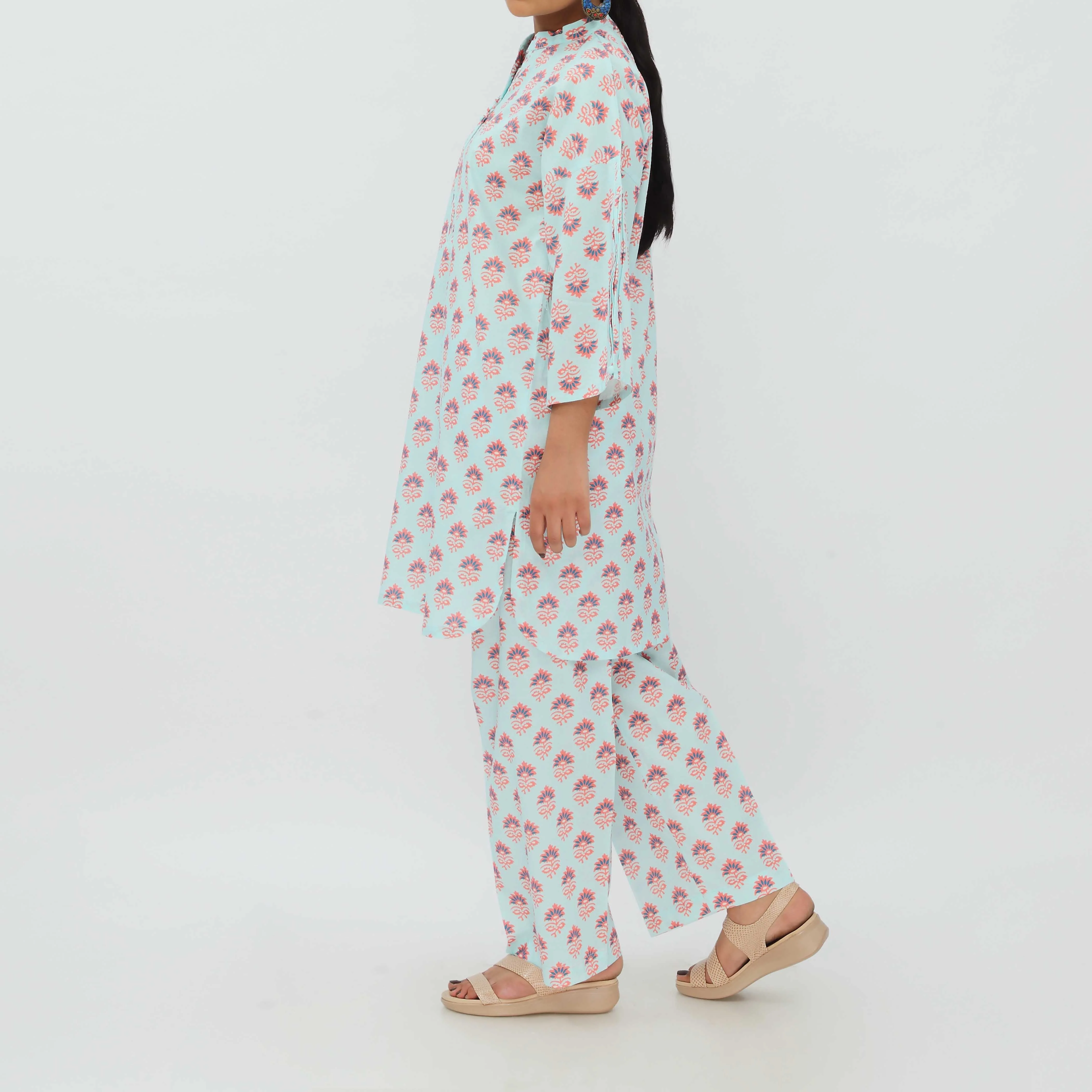 2PC- Digital Printed Cotton Cambric Co-ord Set PS5366 - Image 3