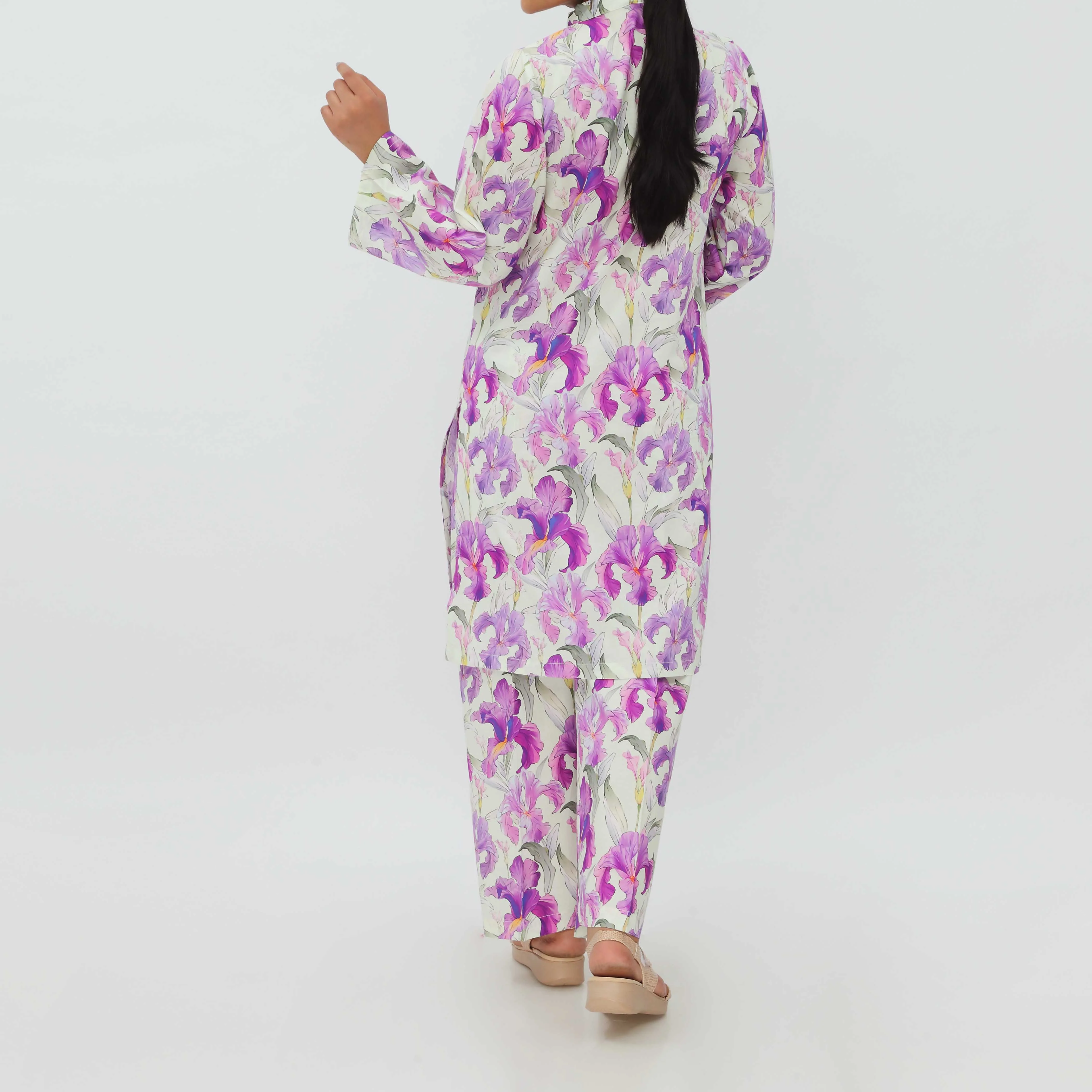2PC- Digital Printed Cotton Cambric Co-ord Set PS5369 - Image 3