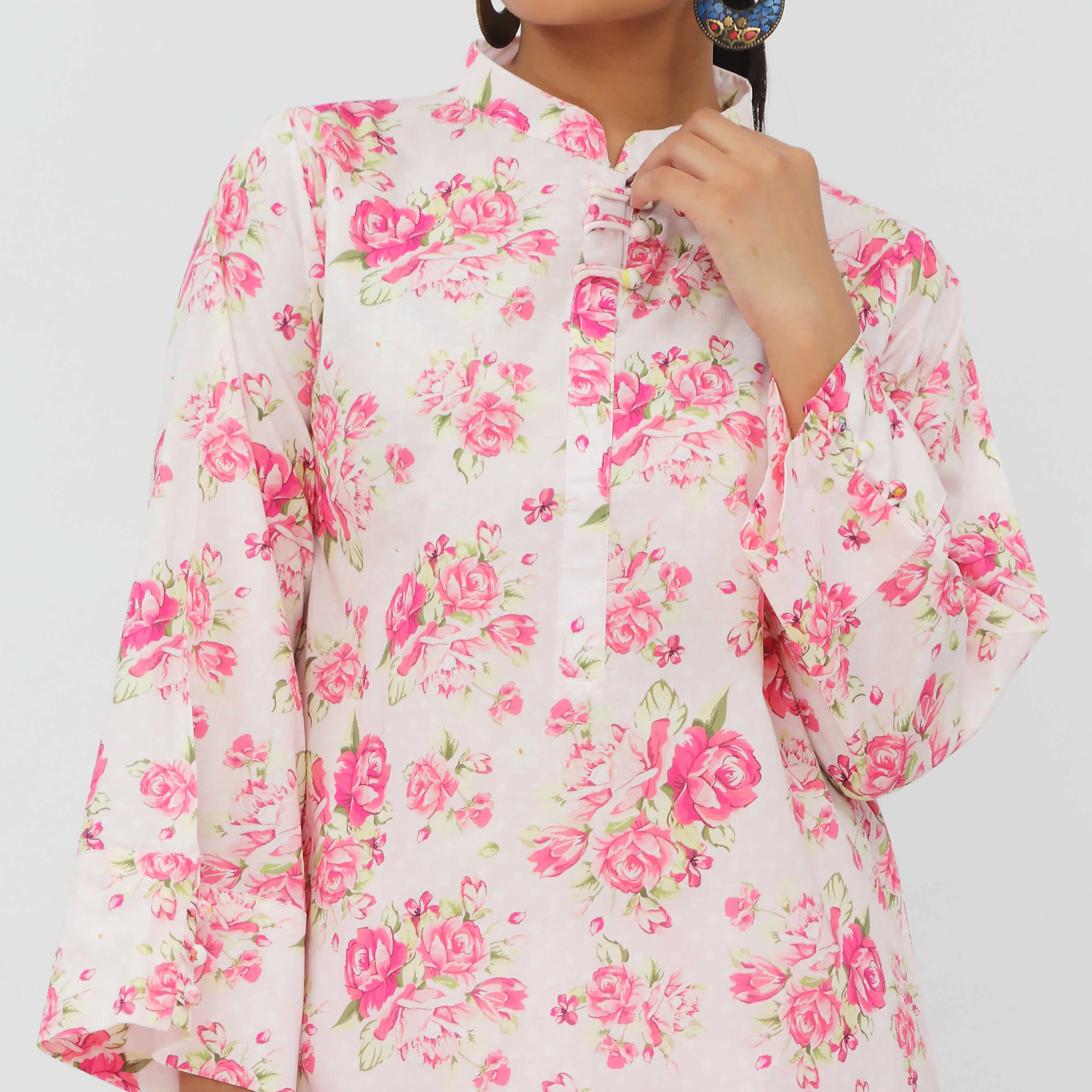 2PC- Digital Printed Cotton Cambric Co-ord Set PS5377 - Image 2