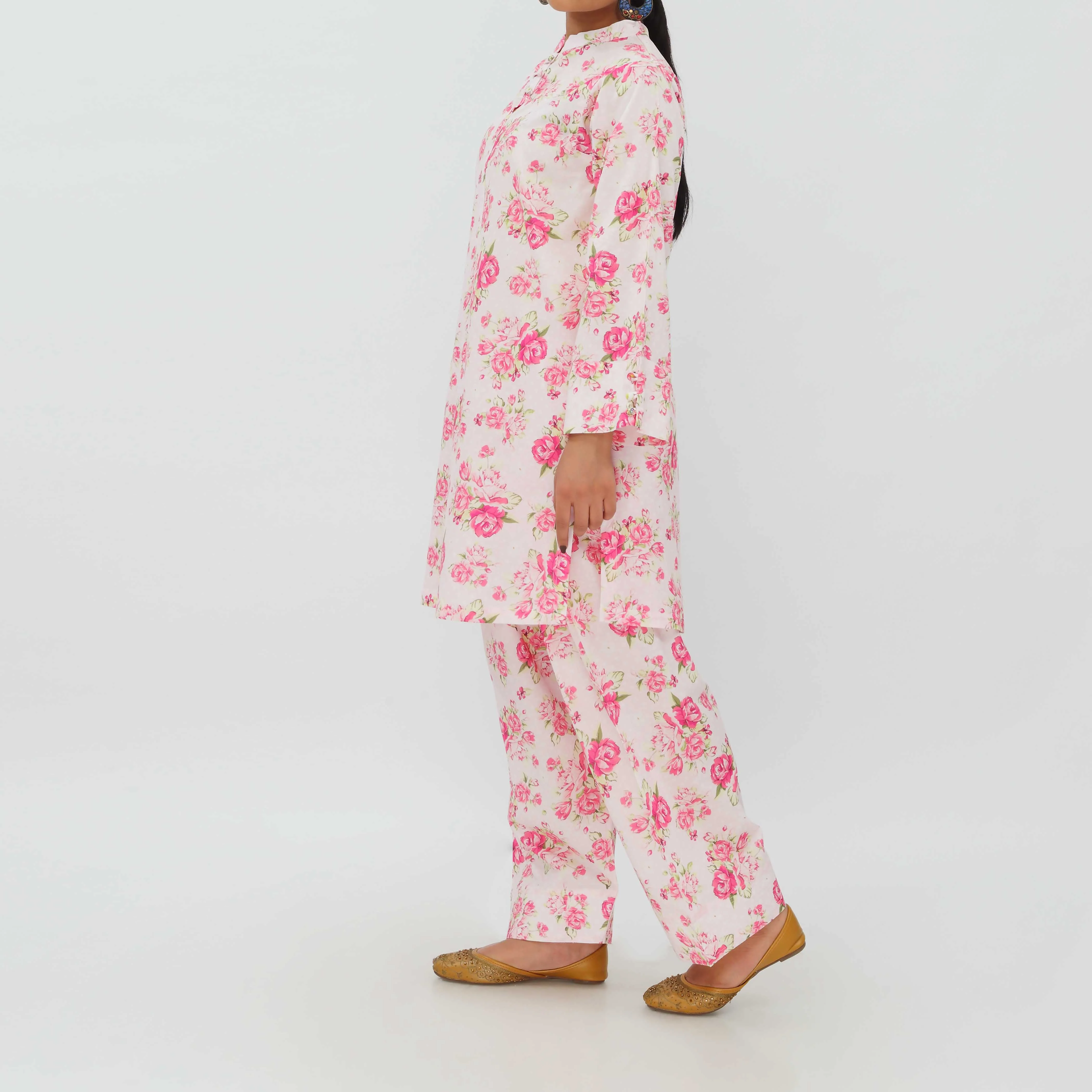2PC- Digital Printed Cotton Cambric Co-ord Set PS5377 - Image 3