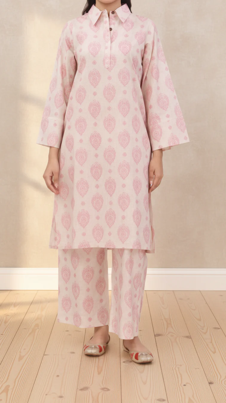 2PC Digital Printed Cotton Cambric Co-Ord Set PW5028