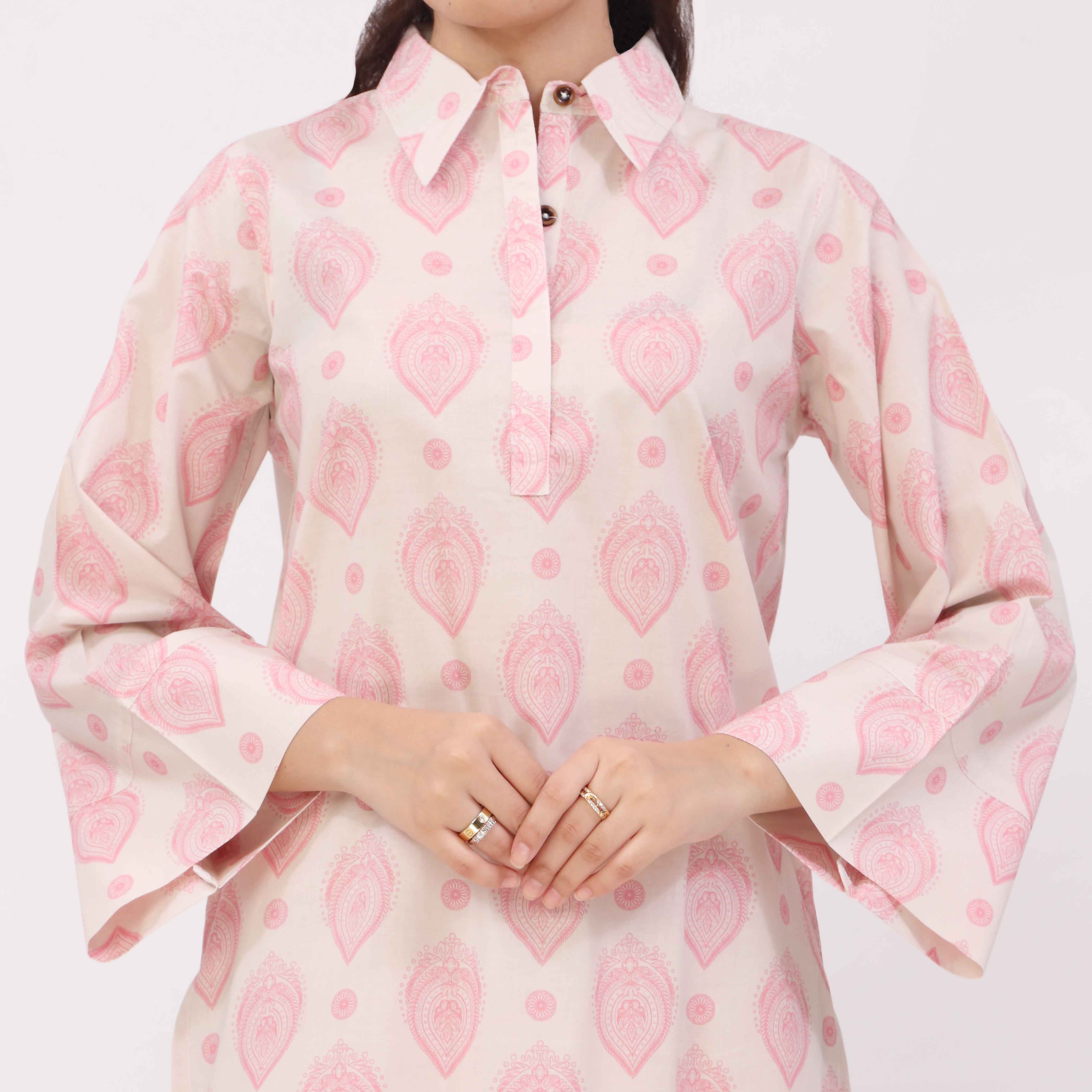 2PC Digital Printed Cotton Cambric Co-Ord Set PW5028 - Image 3