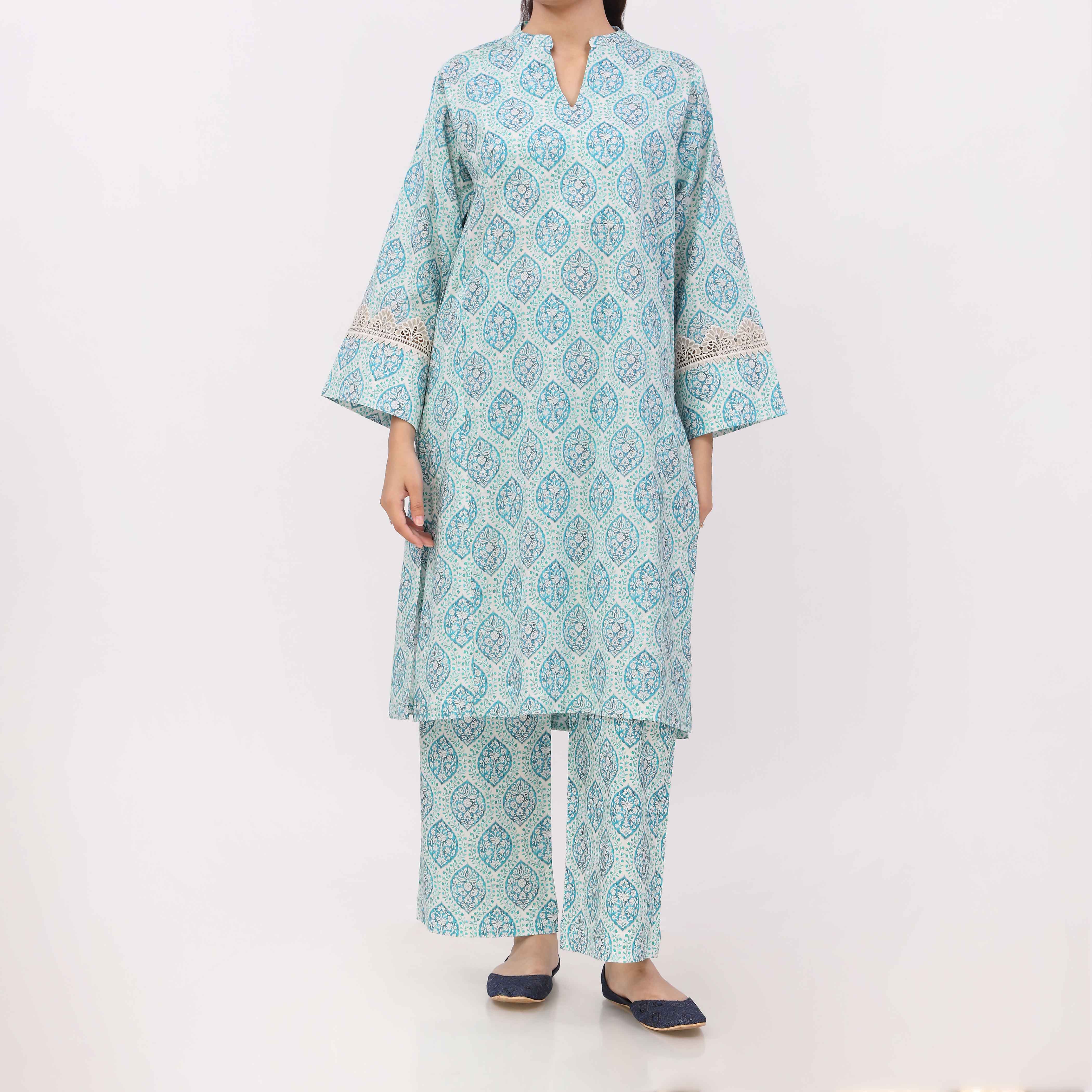 2PC Digital Printed Cotton Cambric Co-Ord Set PW5031 - Image 2