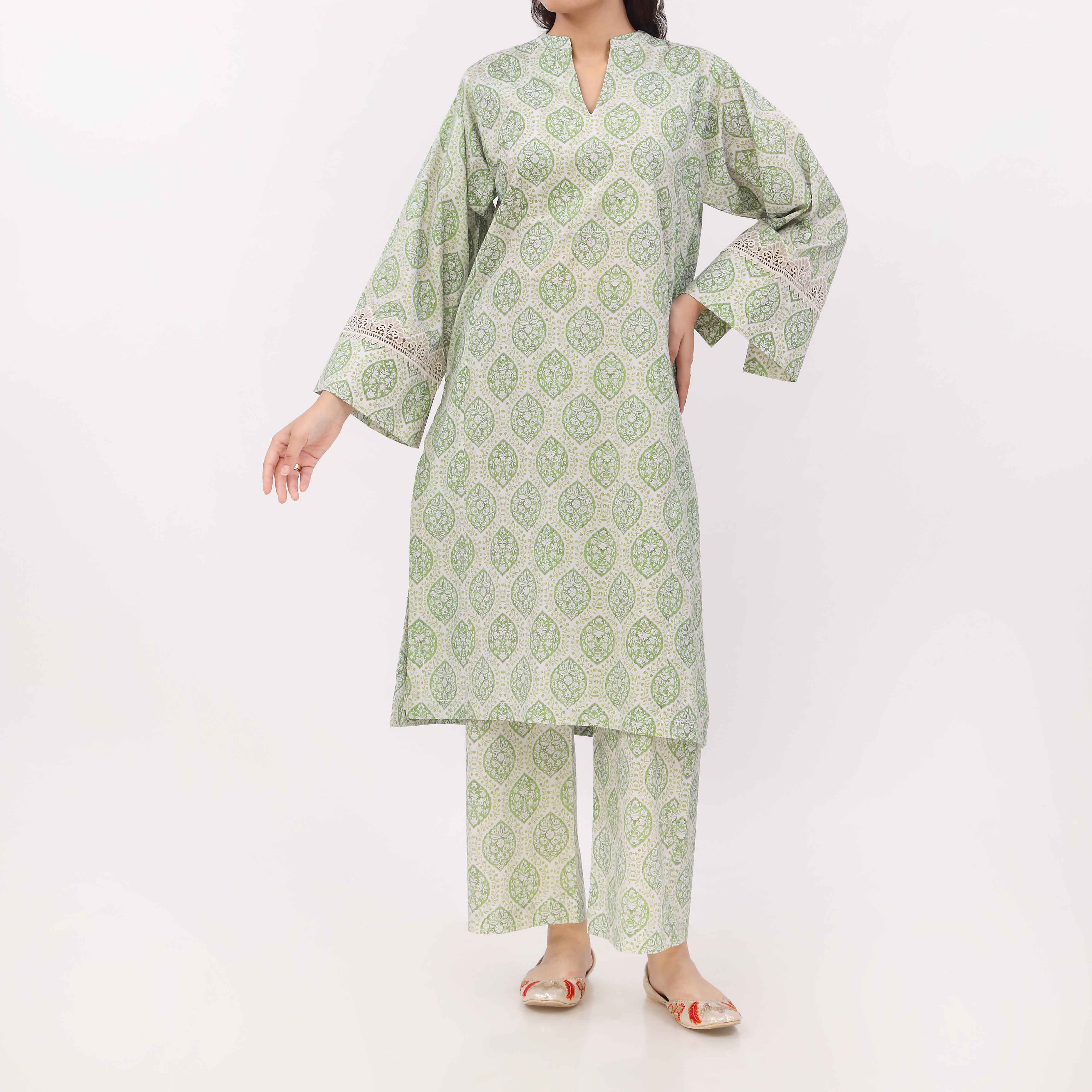 2PC Digital Printed Cotton Cambric Co-Ord Set PW5032 - Image 2
