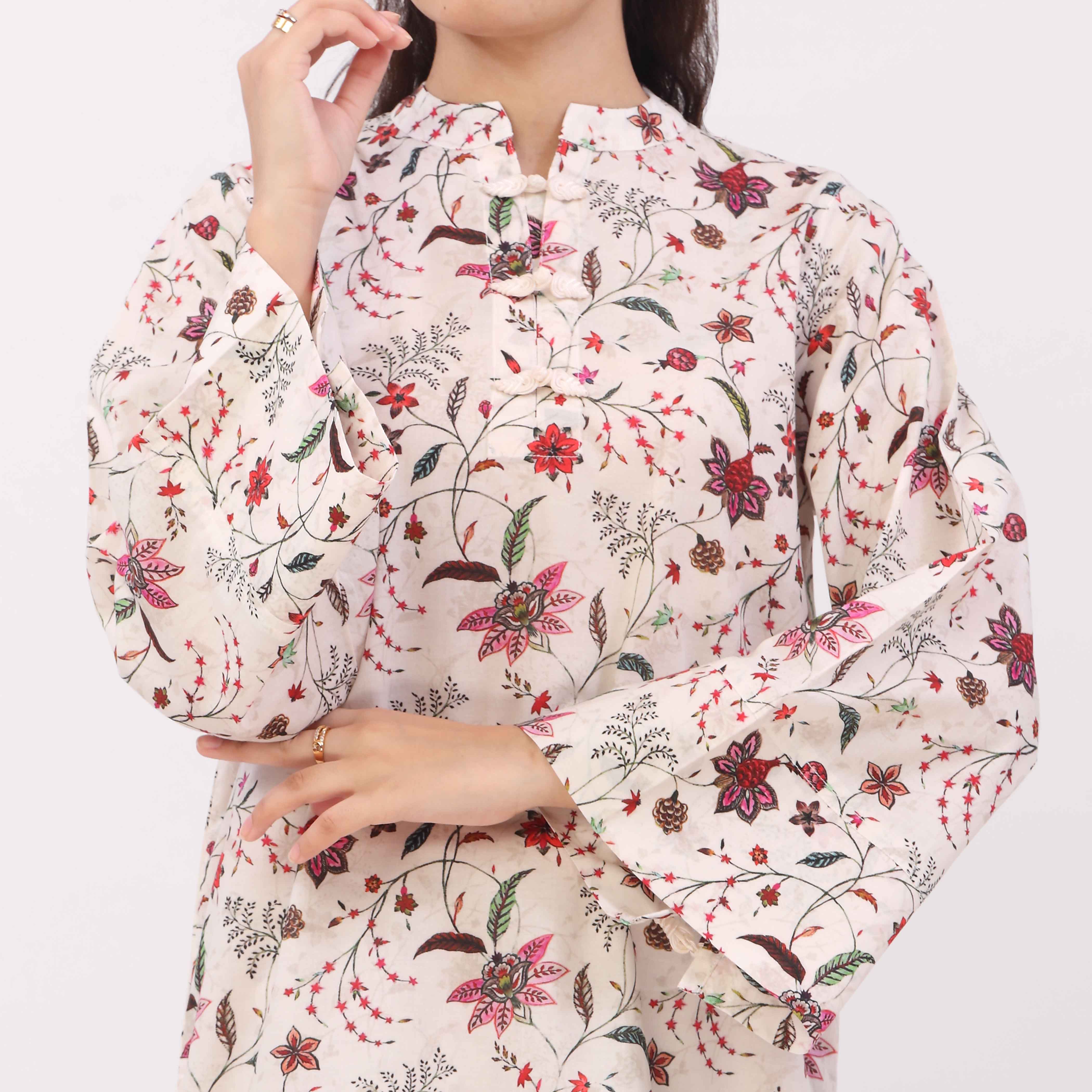 2PC Digital Printed Cotton Cambric Co-Ord Set PW5033 - Image 3