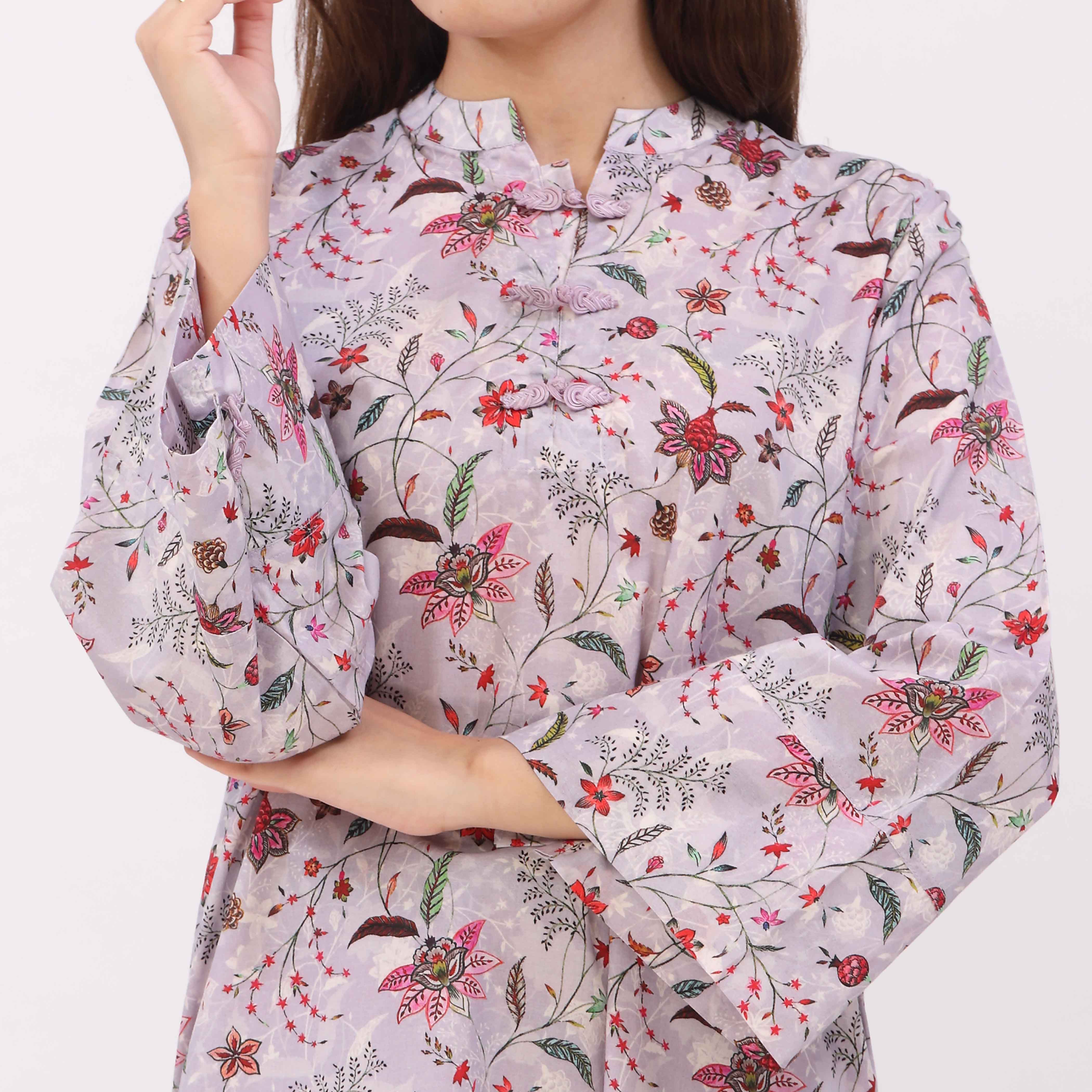 2PC Digital Printed Cotton Cambric Co-Ord Set PW5034 - Image 3