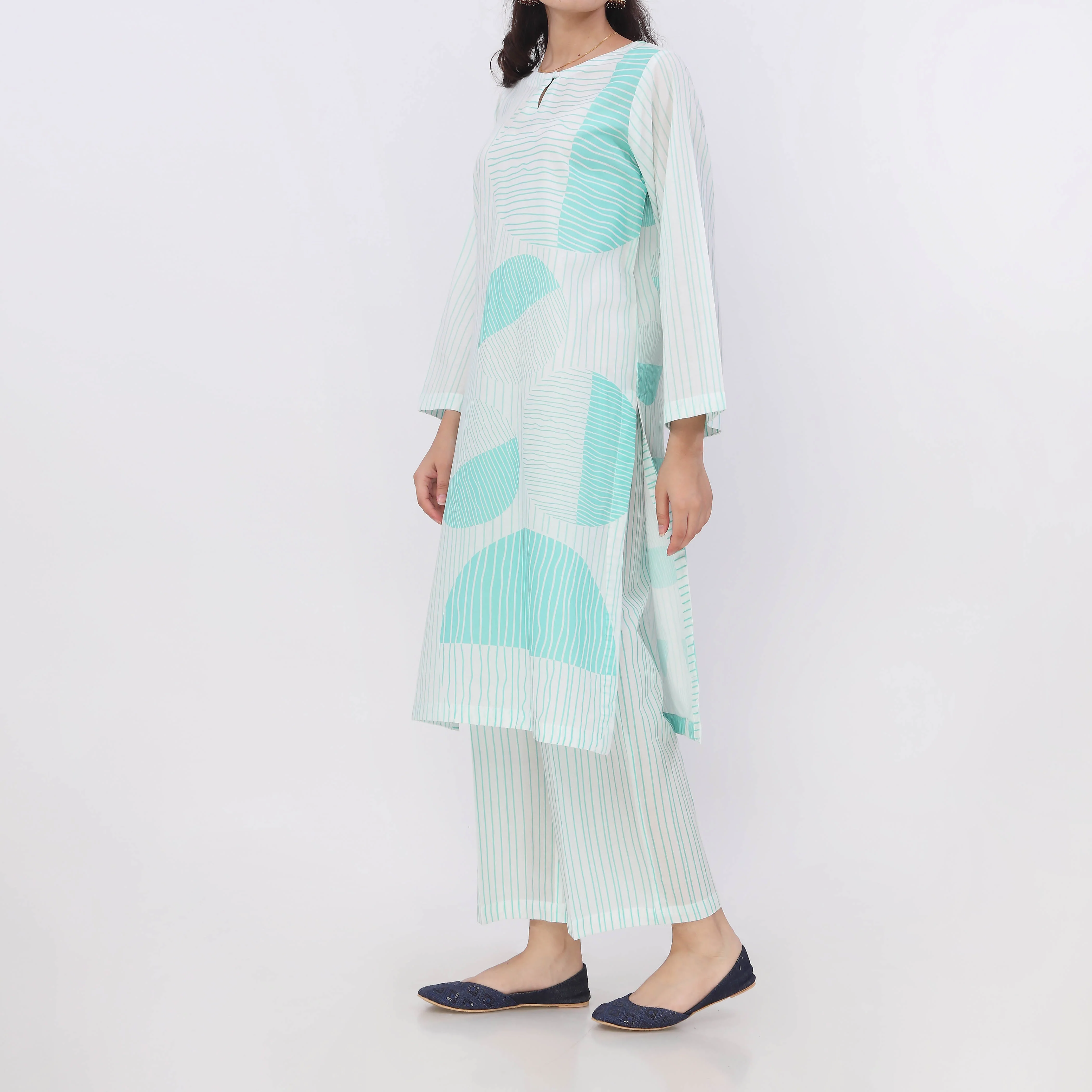 2PC- Digital Printed Cotton Cambric Co-Ord Set PW5064 - Image 4