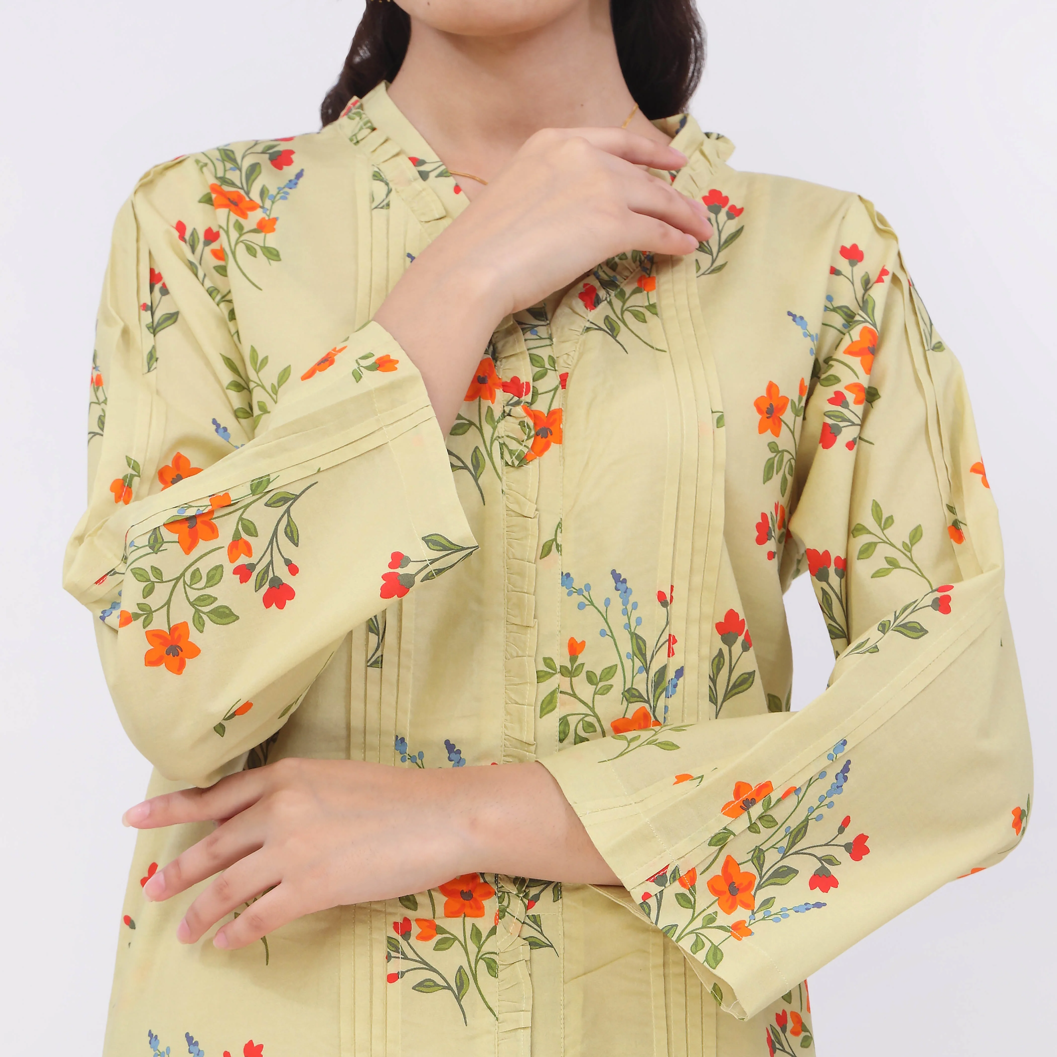 2PC- Digital Printed Cotton Cambric Co-Ord Set PW5067 - Image 3