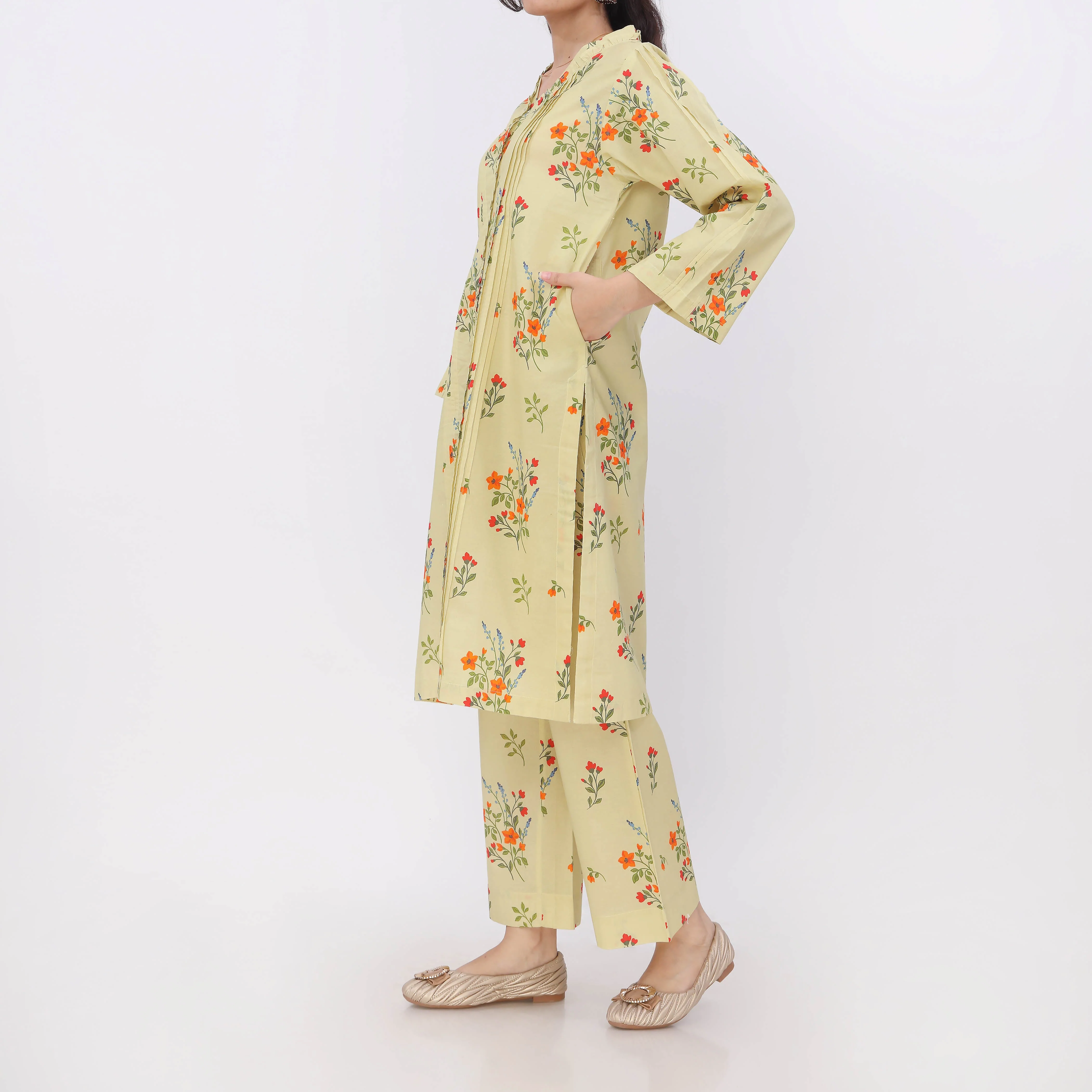 2PC- Digital Printed Cotton Cambric Co-Ord Set PW5067 - Image 4