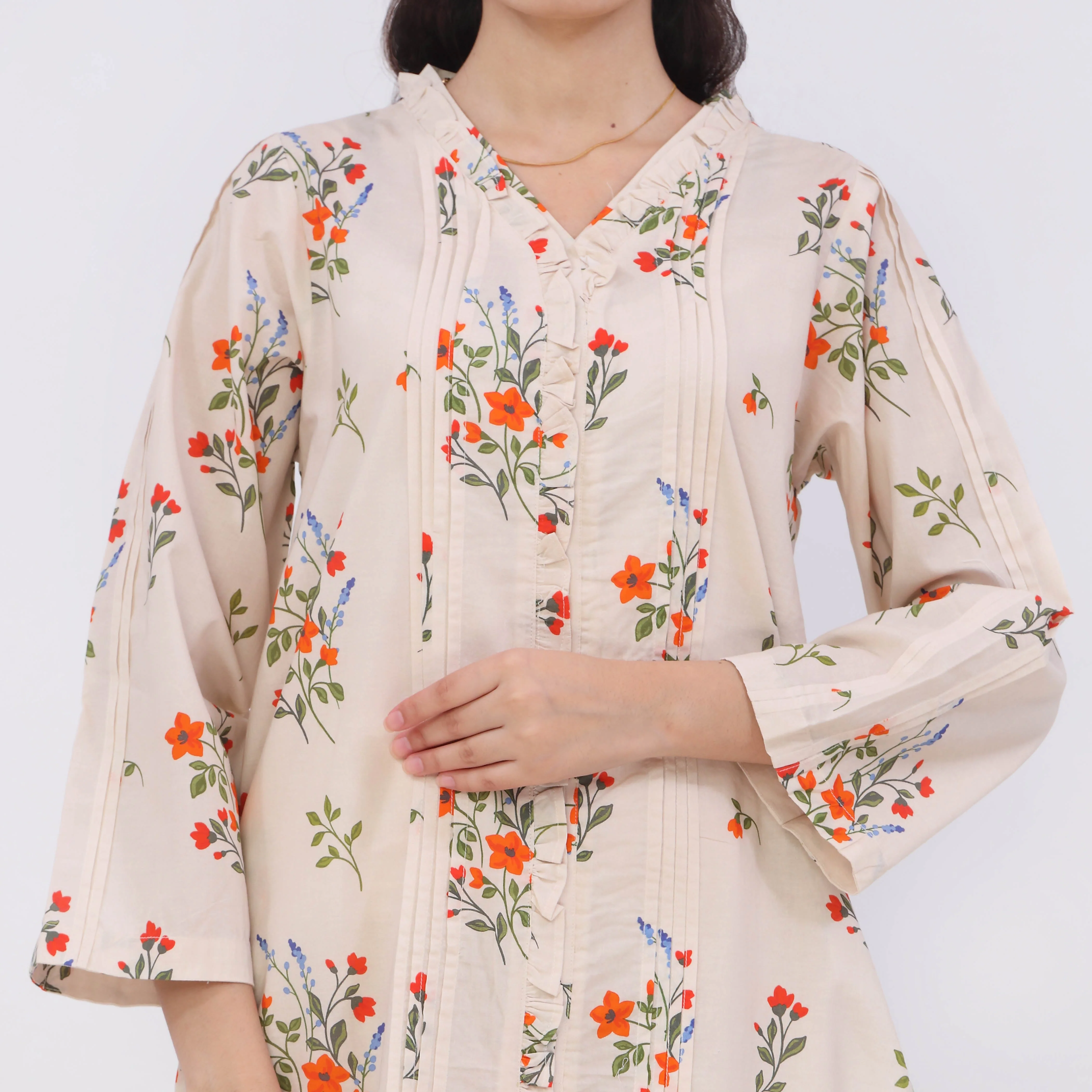 2PC- Digital Printed Cotton Cambric Co-Ord Set PW5068 - Image 3