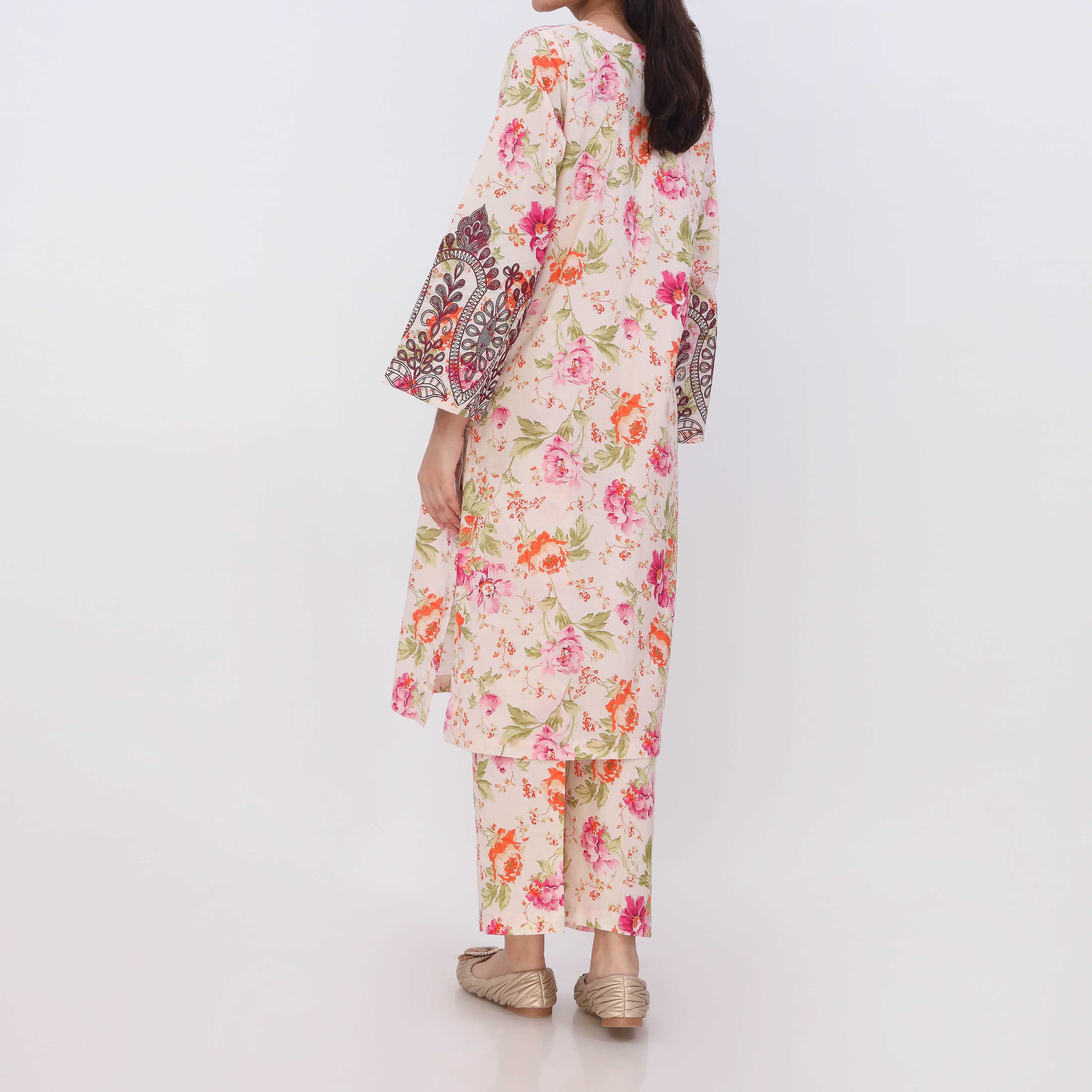 2PC- Digital Printed Cotton Cambric Co-Ord Set PW5070 - Image 5