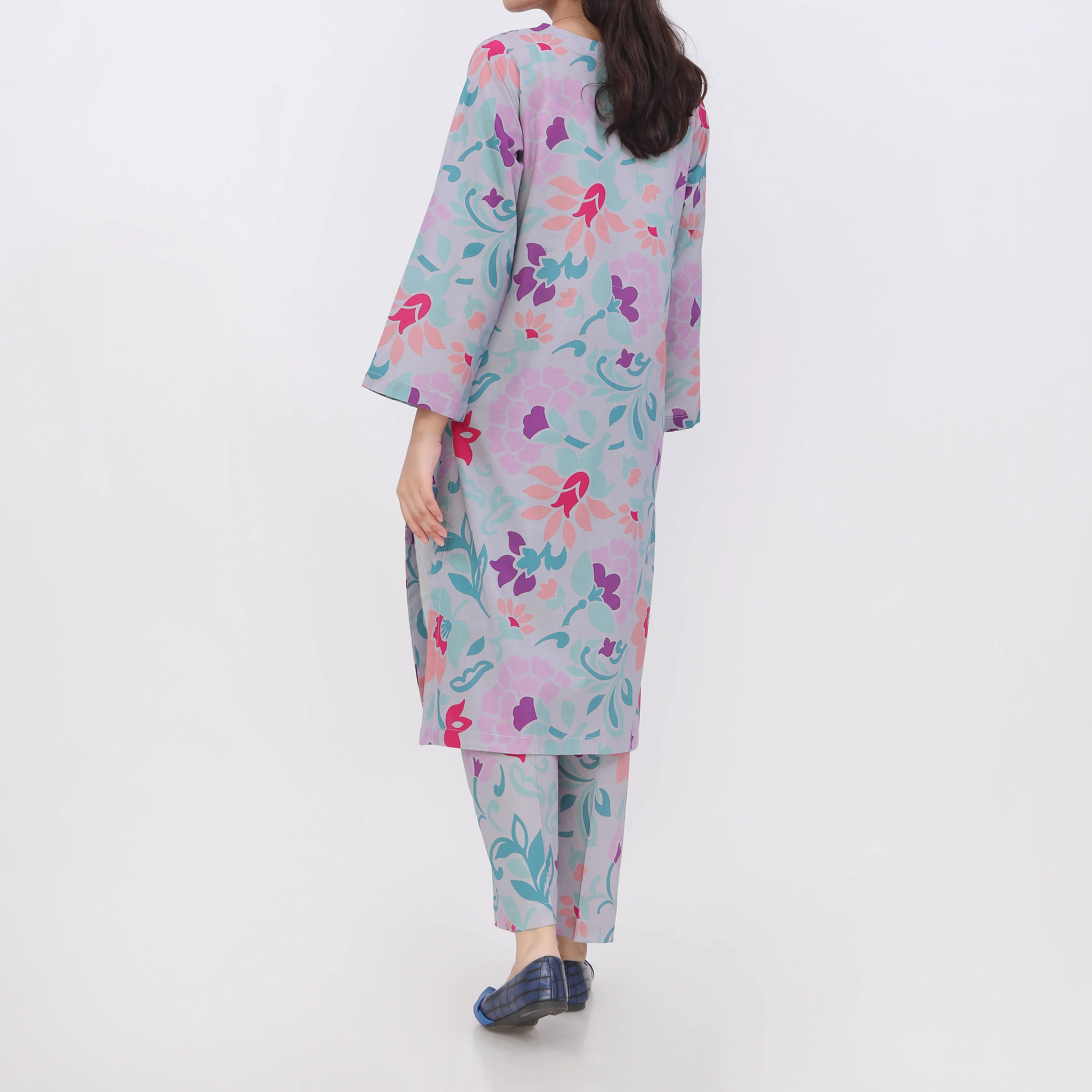 2PC- Digital Printed Cotton Cambric Co-Ord Set PW5073 - Image 5