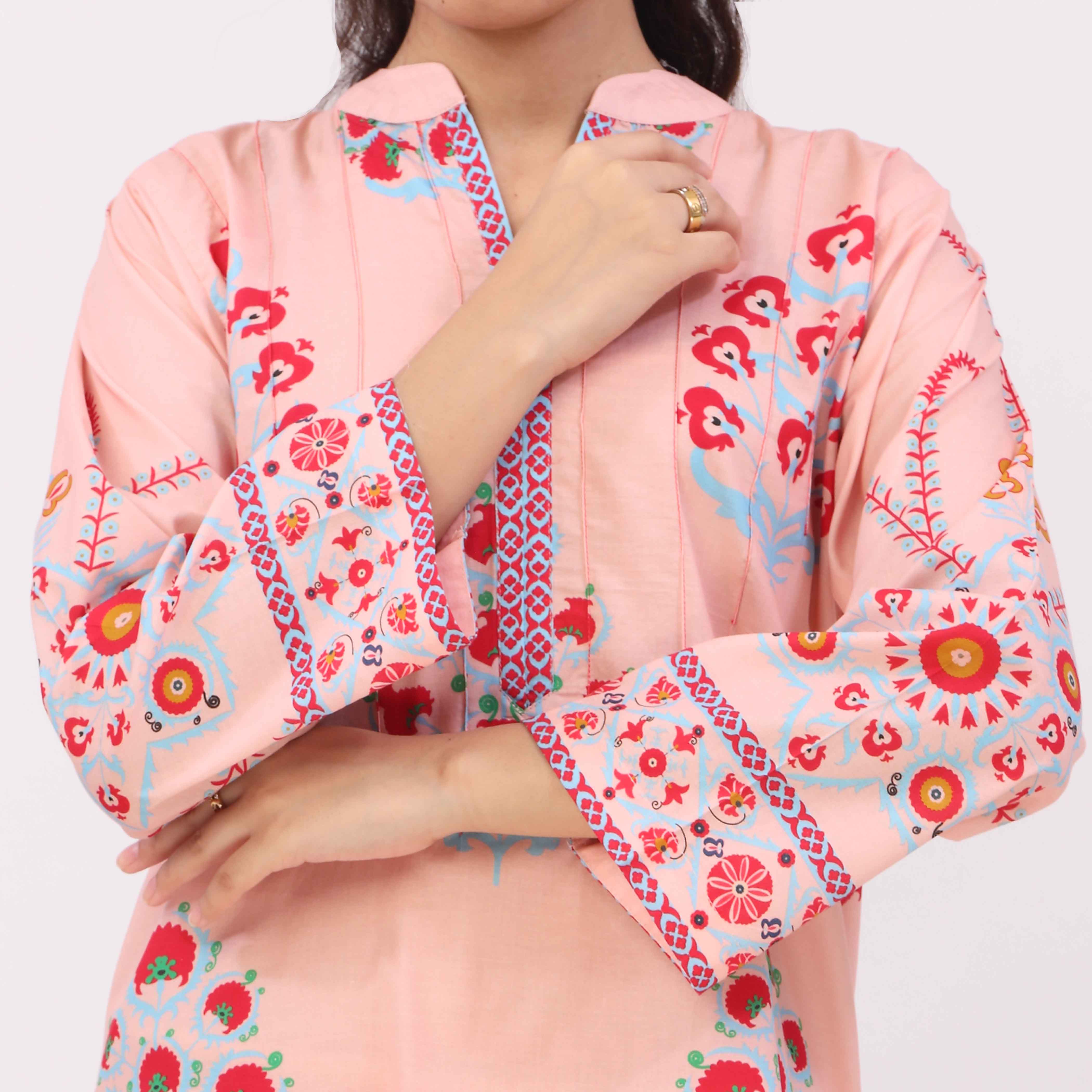 2PC Digital Printed Cotton Cambric Co-Ord Set PW5106 - Image 3