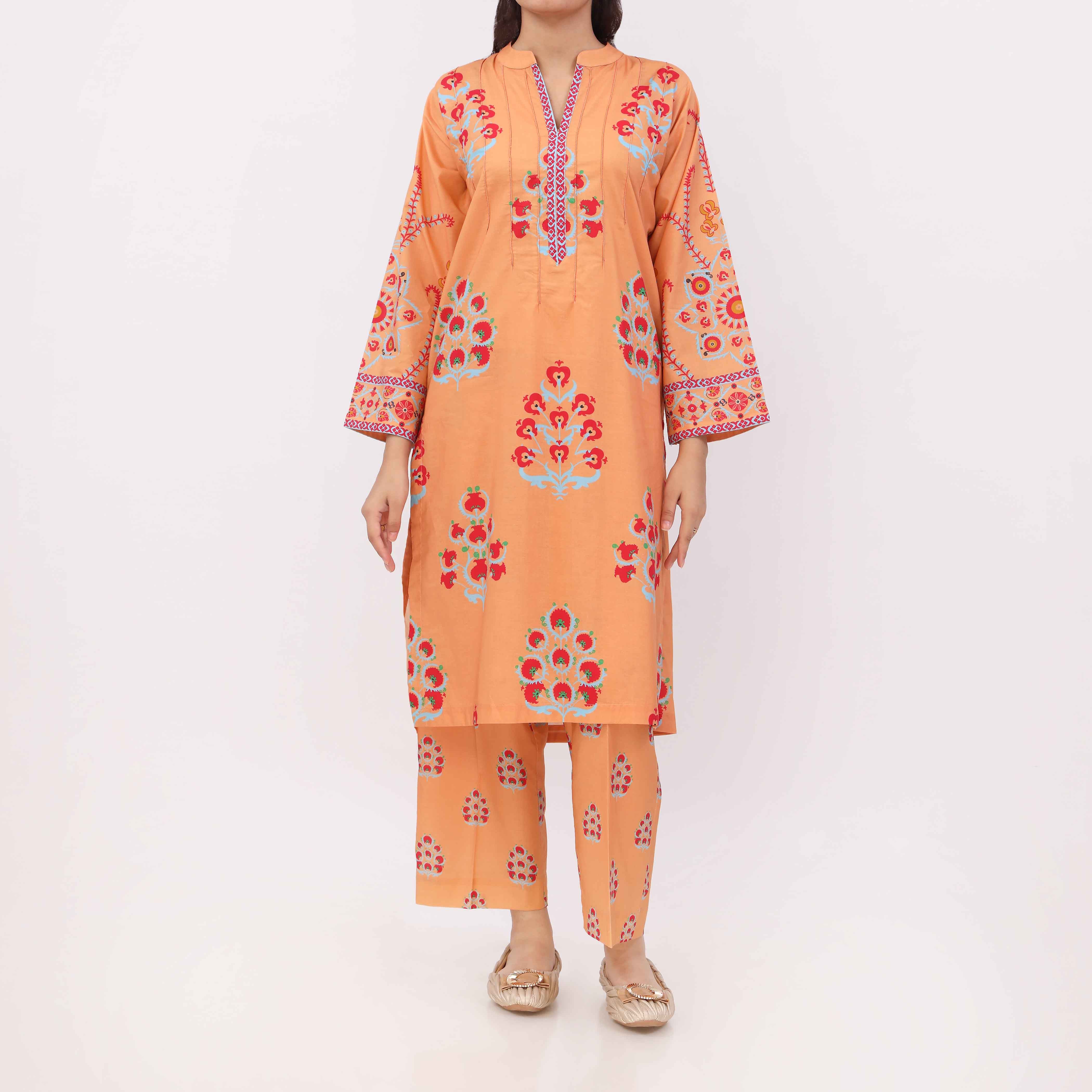 2PC Digital Printed Cotton Cambric Co-Ord Set PW5107 - Image 2
