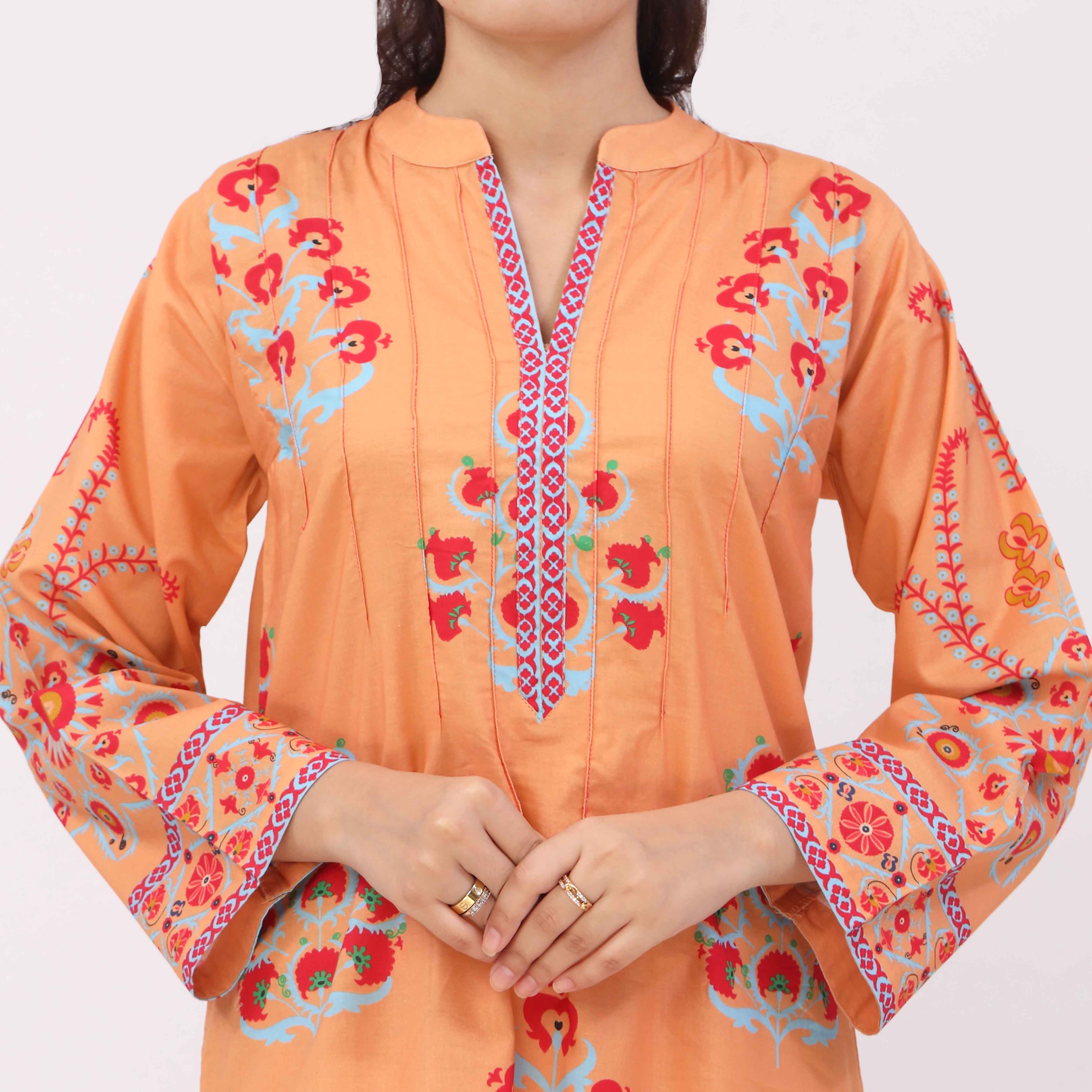 2PC Digital Printed Cotton Cambric Co-Ord Set PW5107 - Image 3