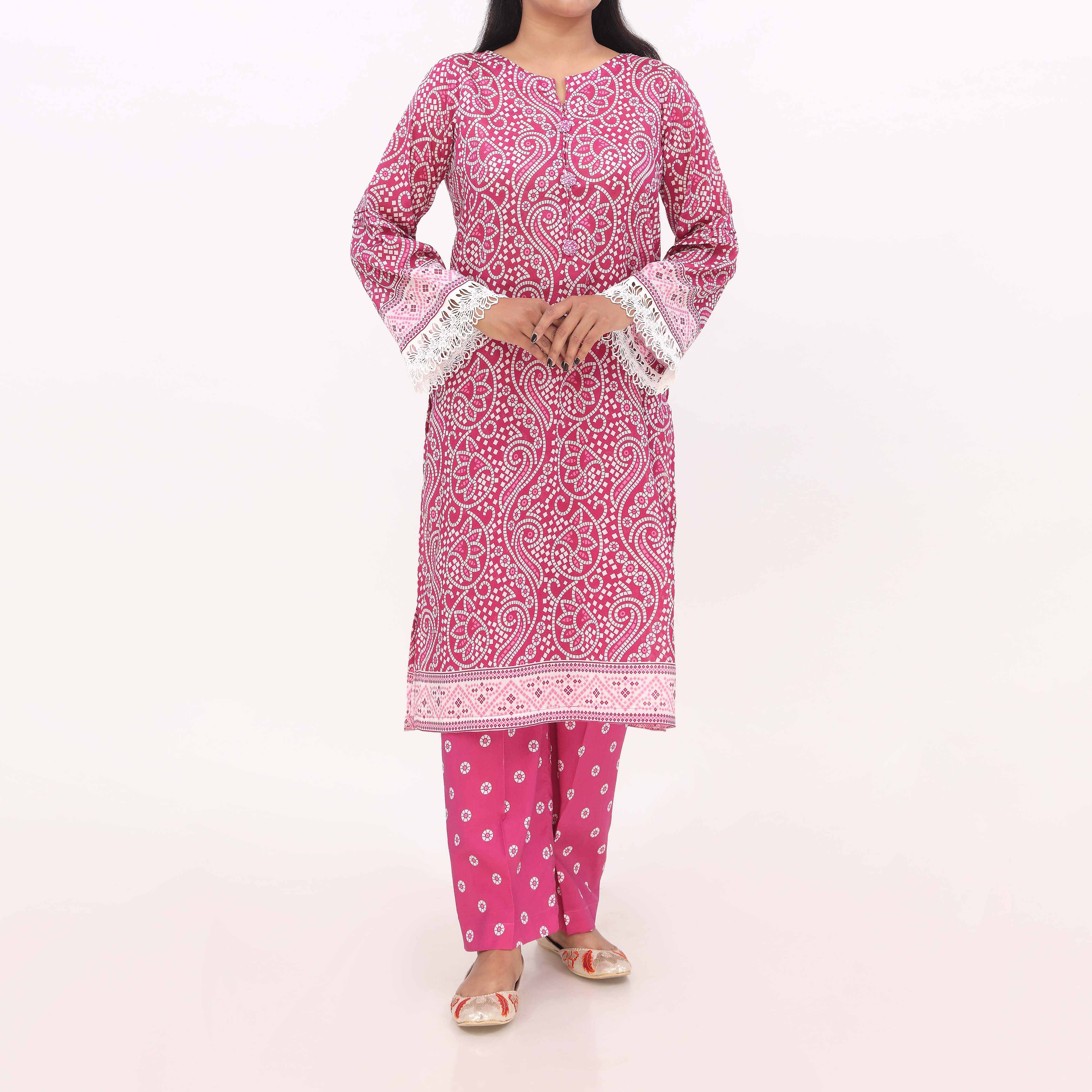 2PC- Digital Printed Cotton Cambric Suit PS5437 - Image 2