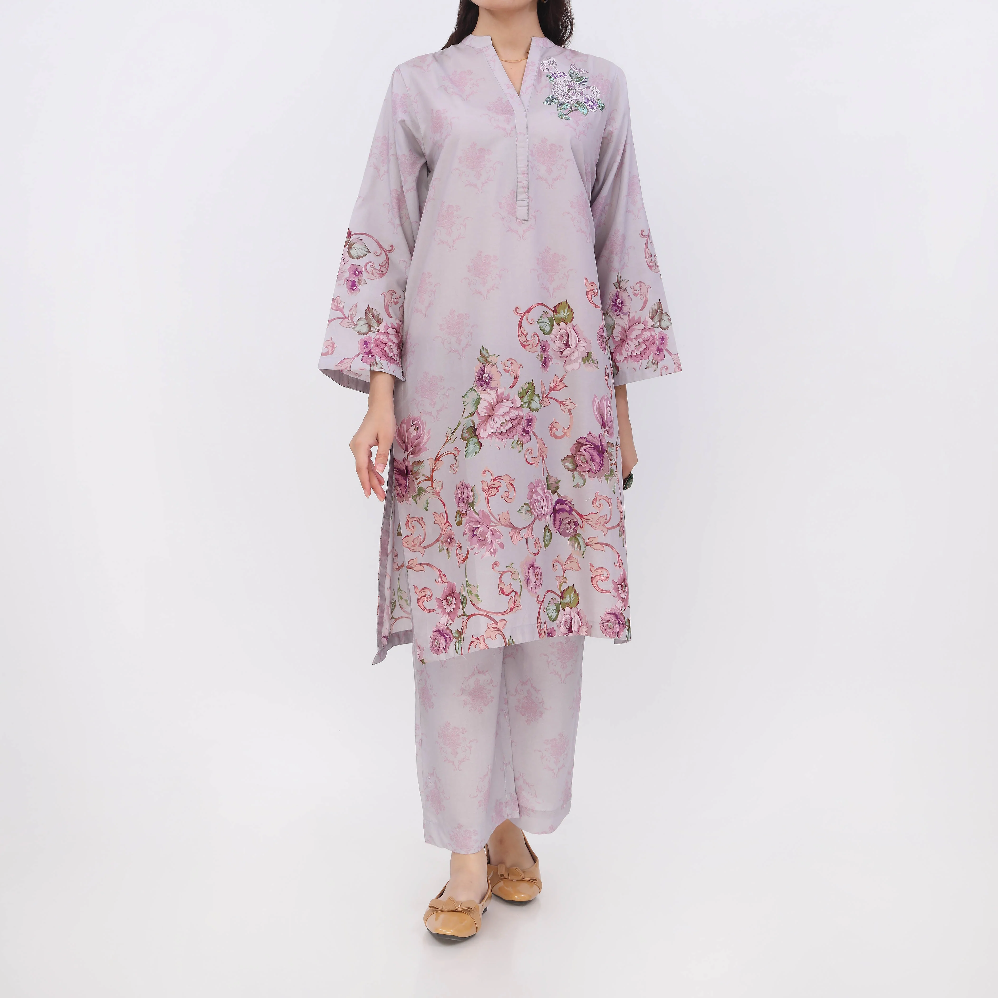 2PC- Digital Printed Cotton Cambric Suit PW5071 - Image 2