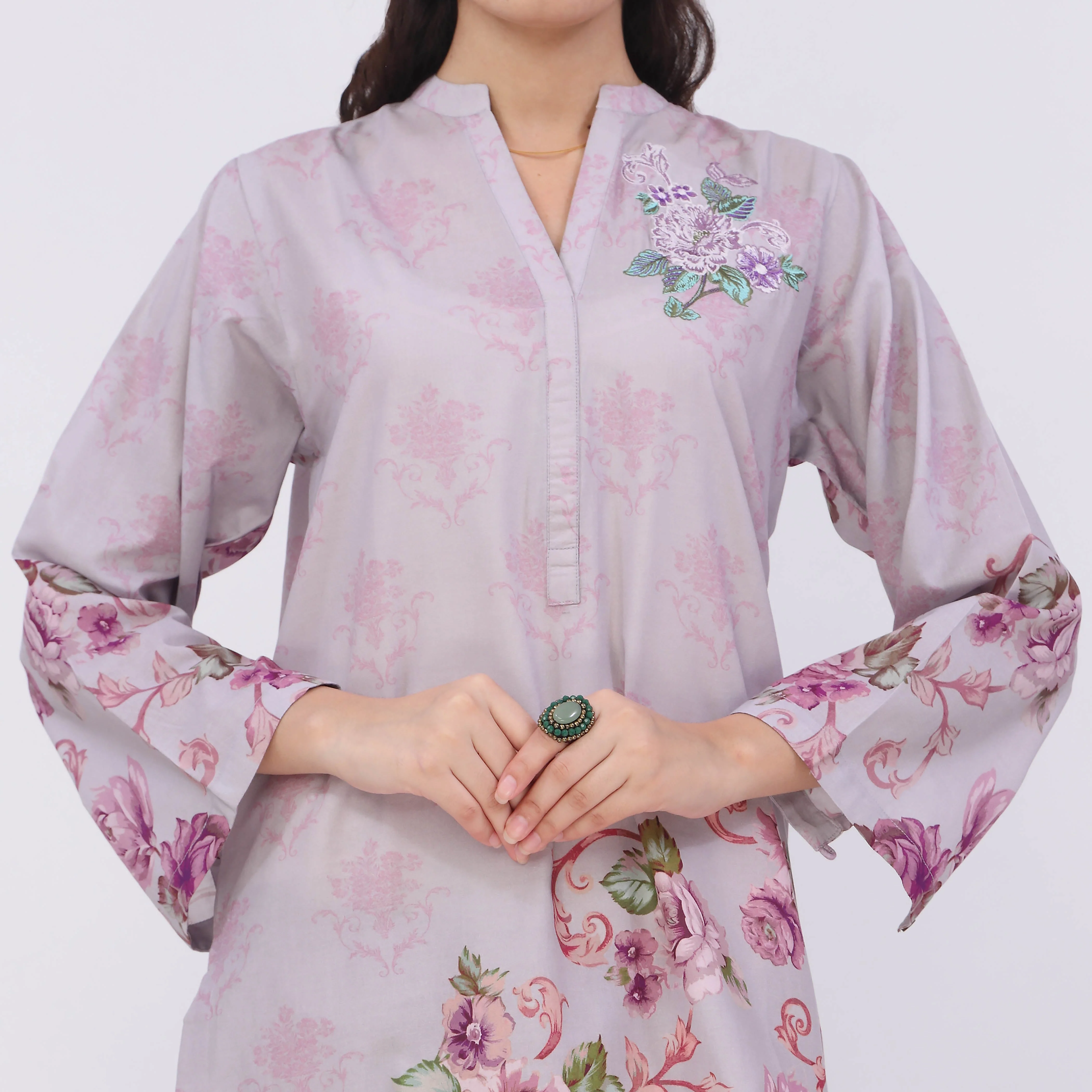 2PC- Digital Printed Cotton Cambric Suit PW5071 - Image 3