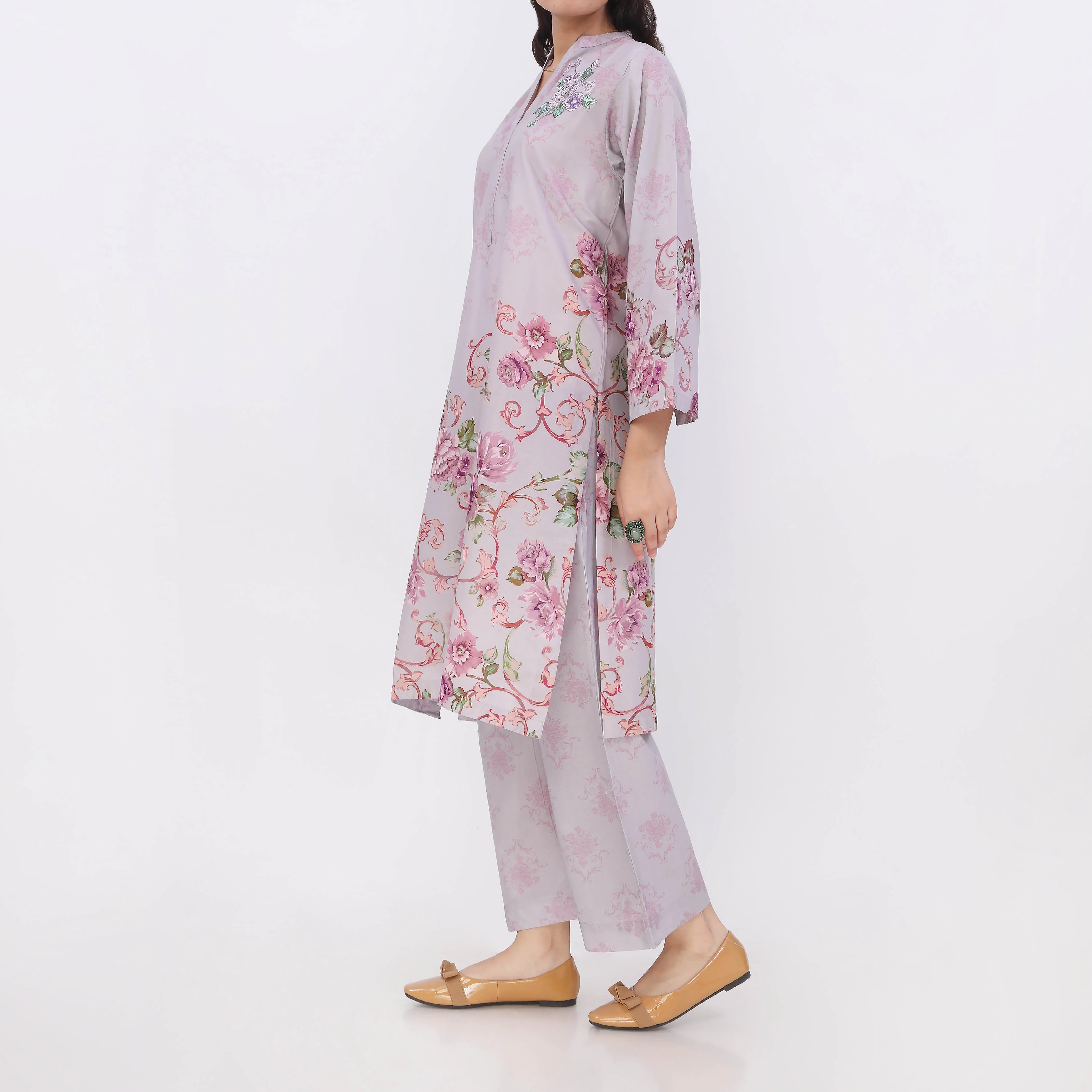 2PC- Digital Printed Cotton Cambric Suit PW5071 - Image 4