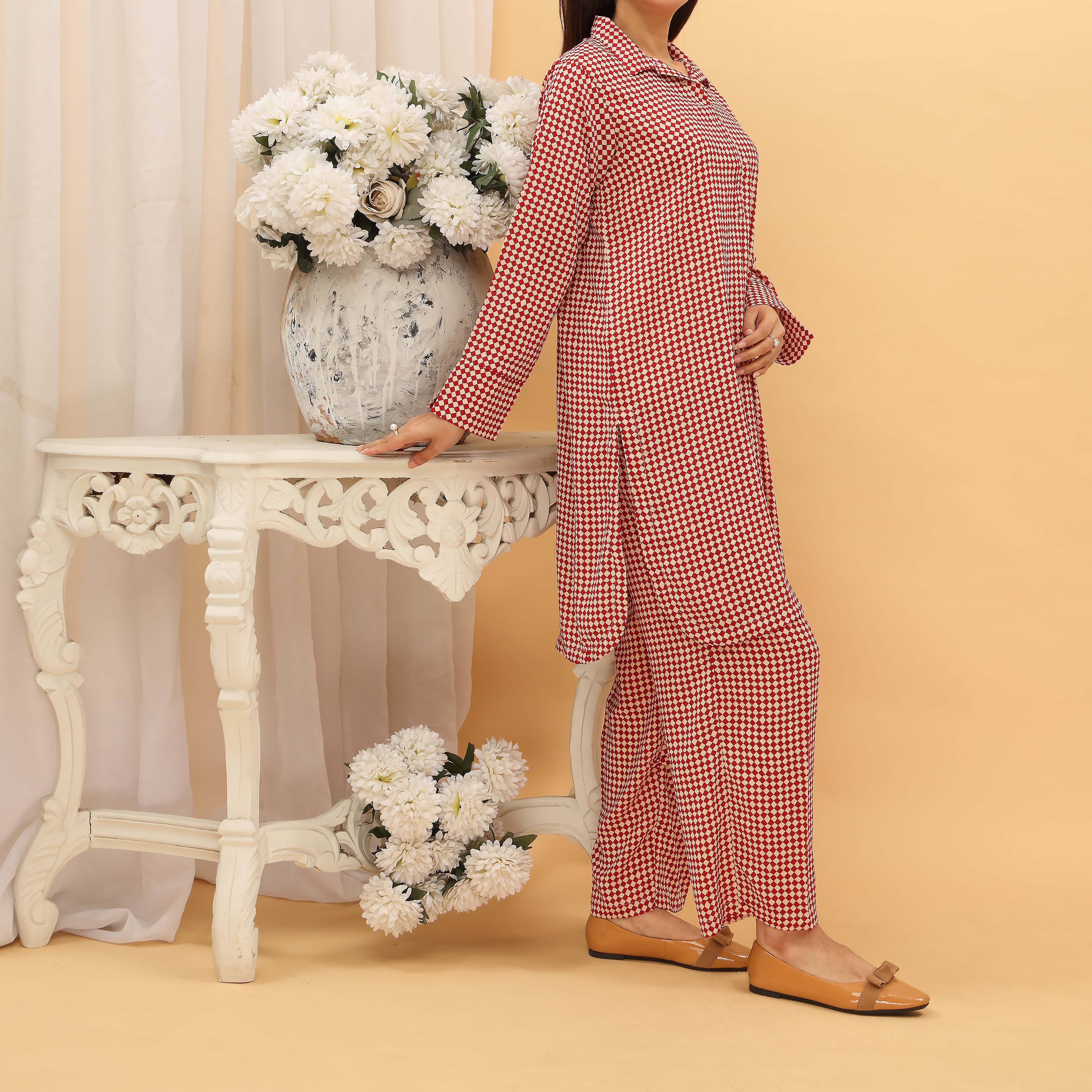 2PC- Digital Printed Grip Silk Co-Ord Set PS5318 - Image 2