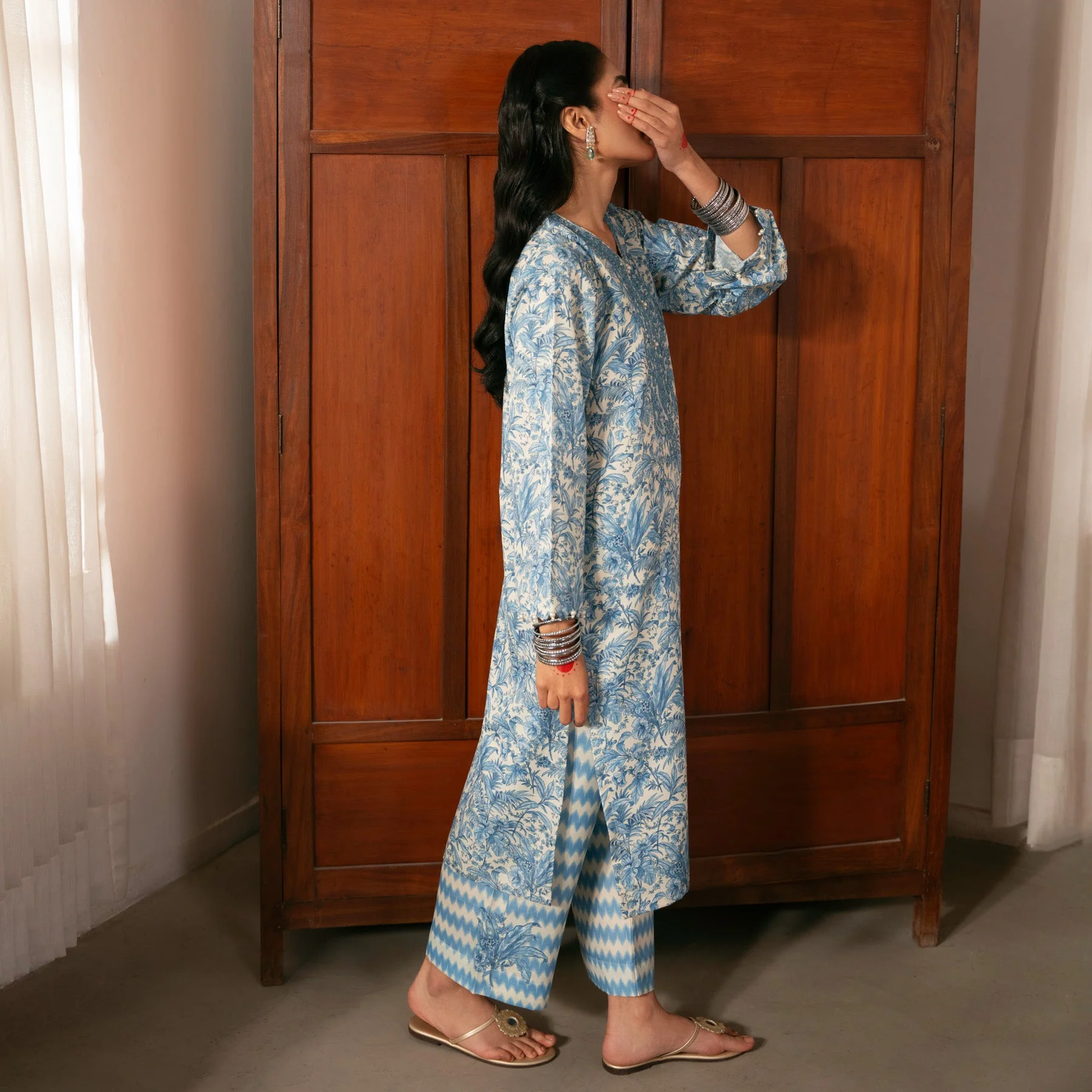 2PC- Digital Printed Intermix Cotton Suit PS5231 - Image 2