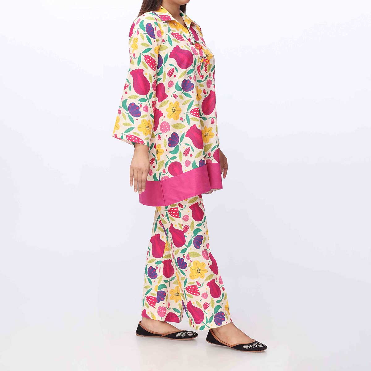 2PC- Digital Printed Khaddar Shirt & Trouser PW3051 - Image 2