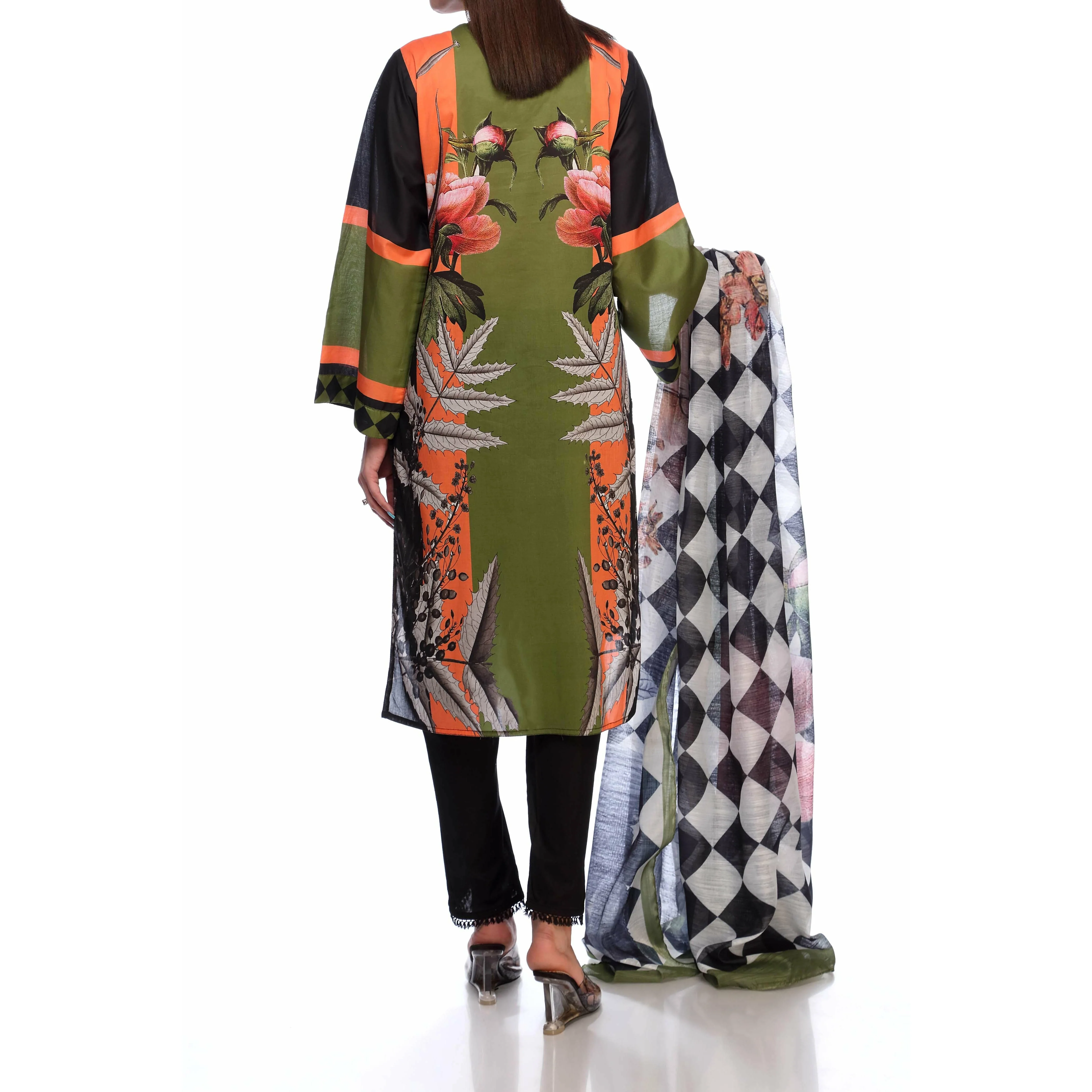 2PC- Digital Printed Lawn Embroidered Shirt With Dupatta PS2209 - Image 3