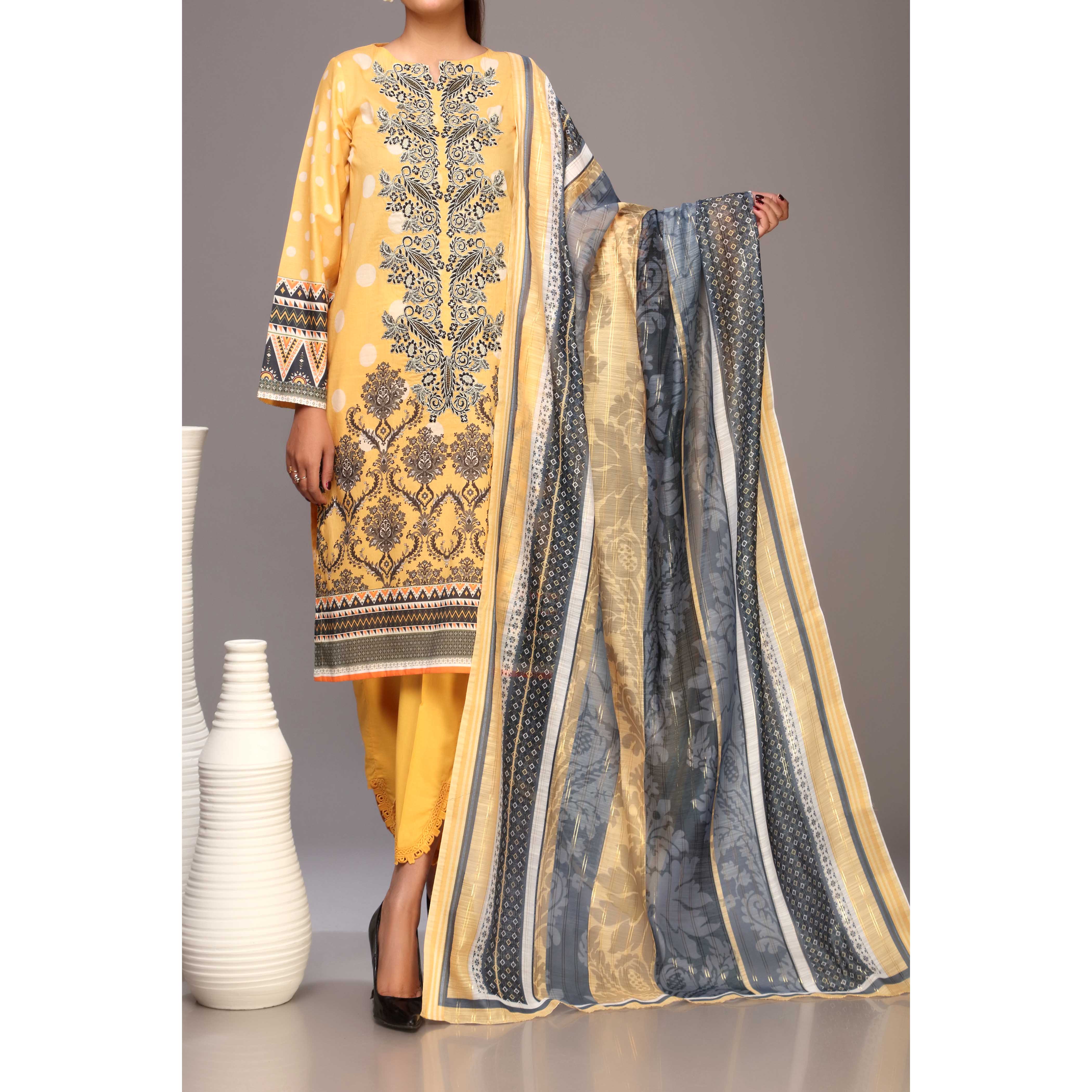 2PC- Digital Printed Lawn Embroidered Shirt With Dupatta PS2216 - Image 2