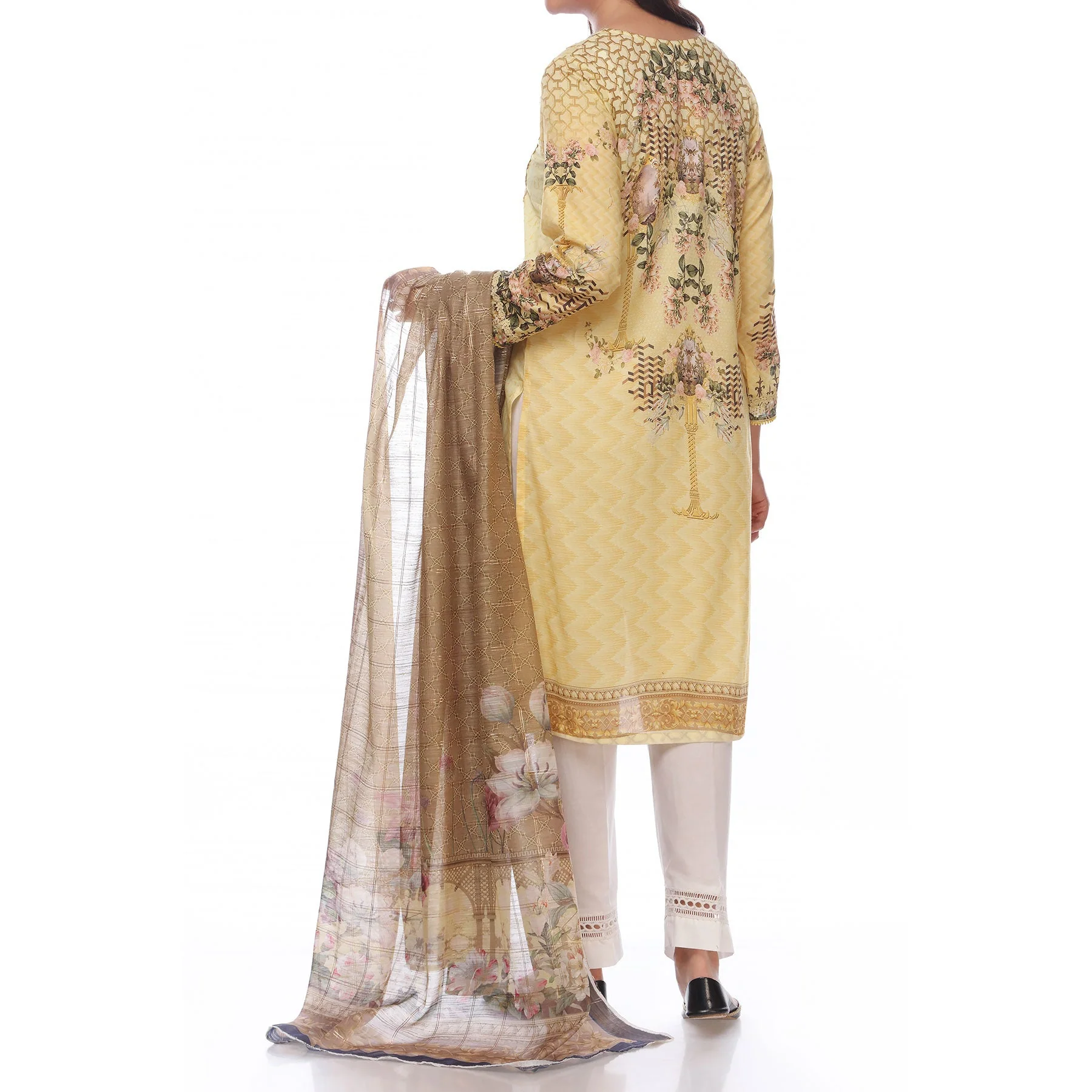 2PC- Digital Printed Lawn Embroidered Shirt With Dupatta PS2345 - Image 3