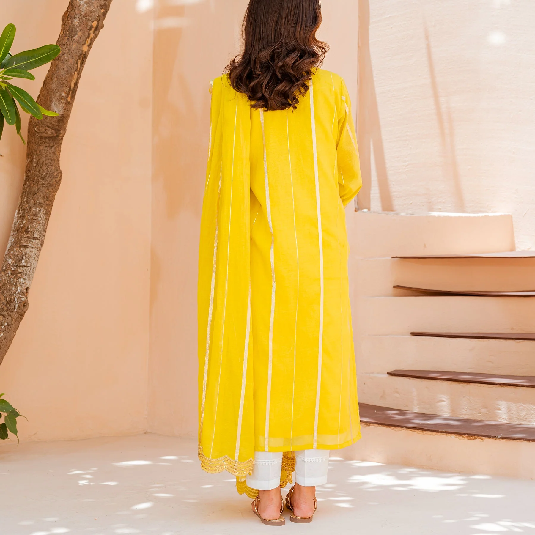 2PC- Embellished Cotton Zari Shirt & Dupatta PS3821 - Image 2
