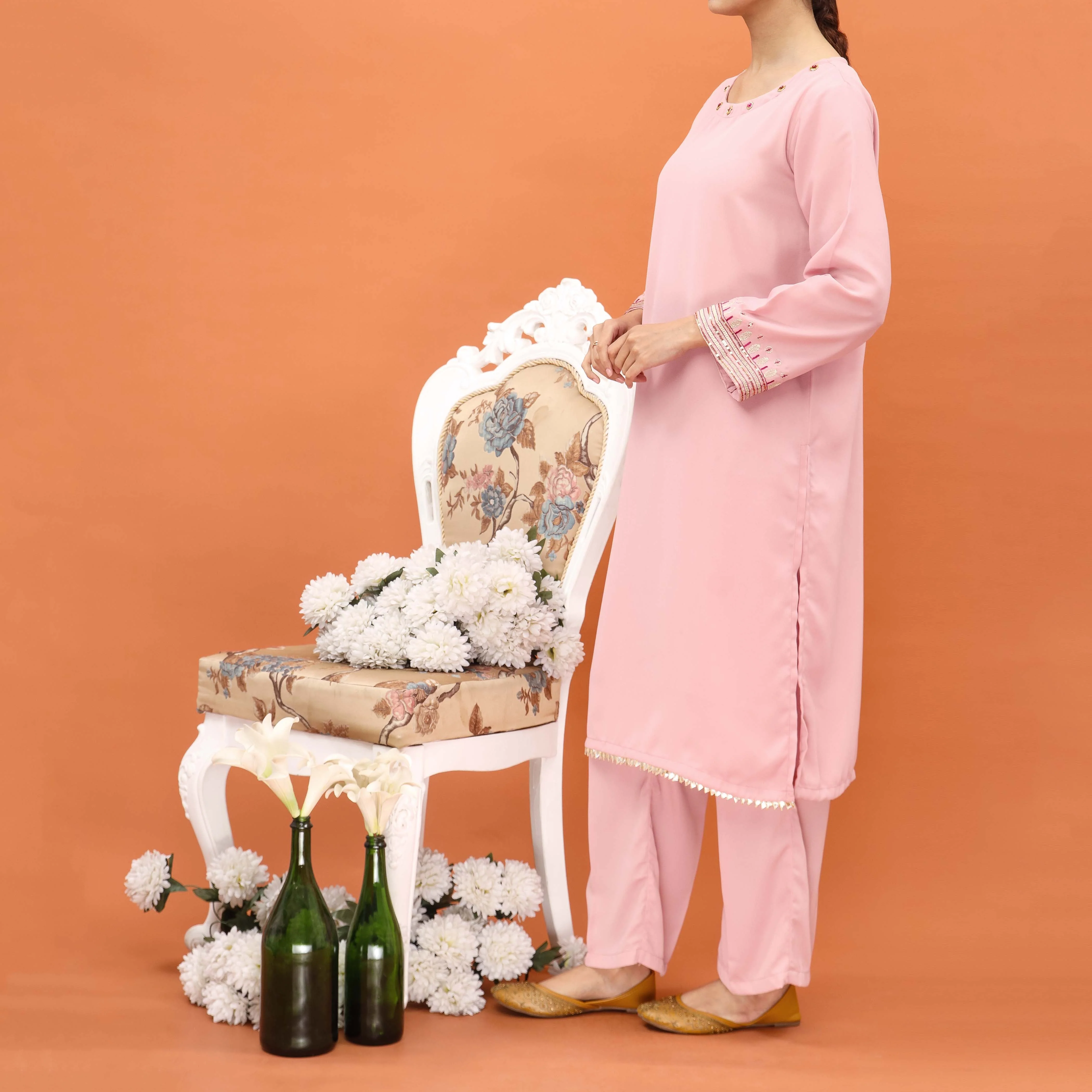 2PC- Embellished Grip Slik Suit PS5042 - Image 2