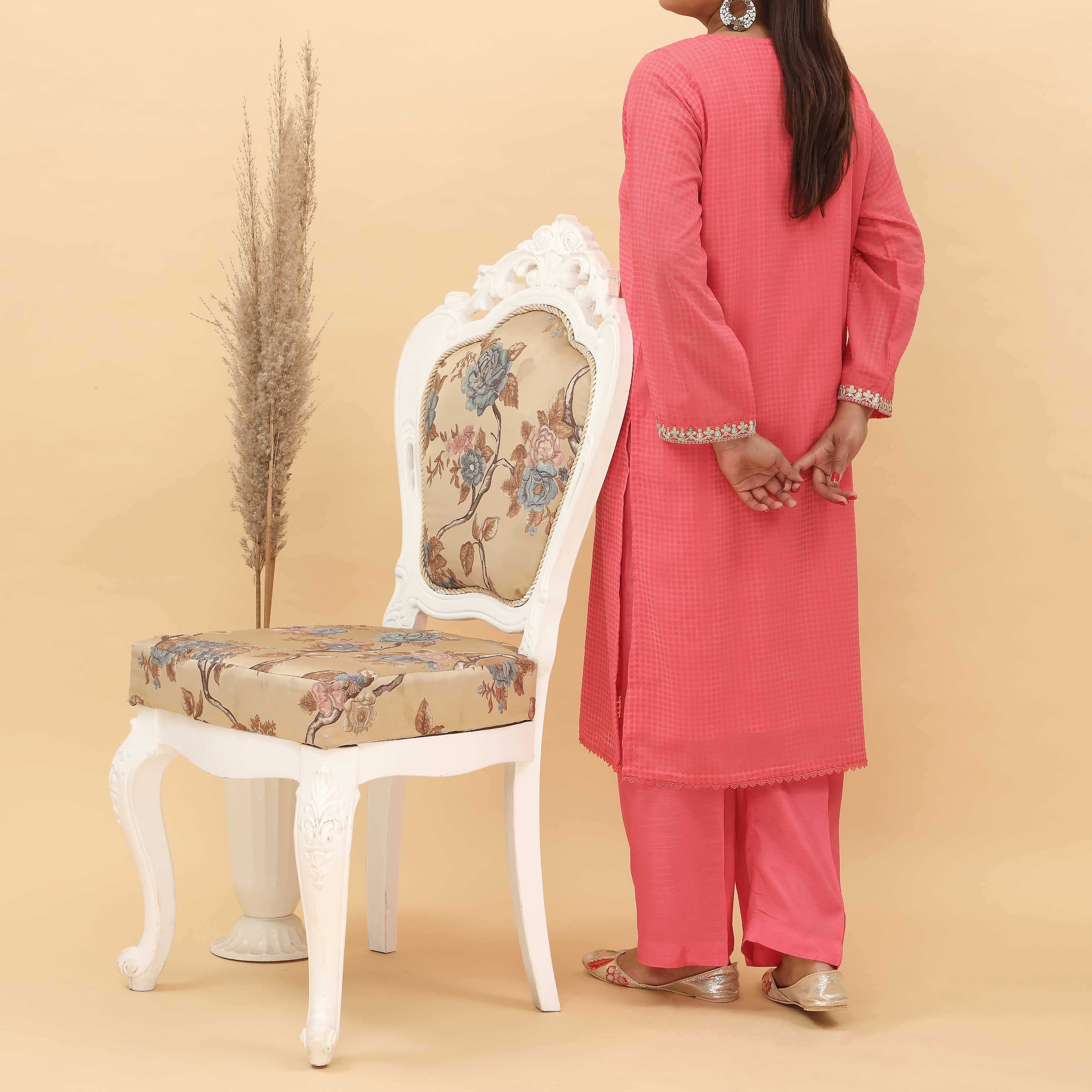 2PC- Embosed Broshia Chiffon Suit PS5057 - Image 3