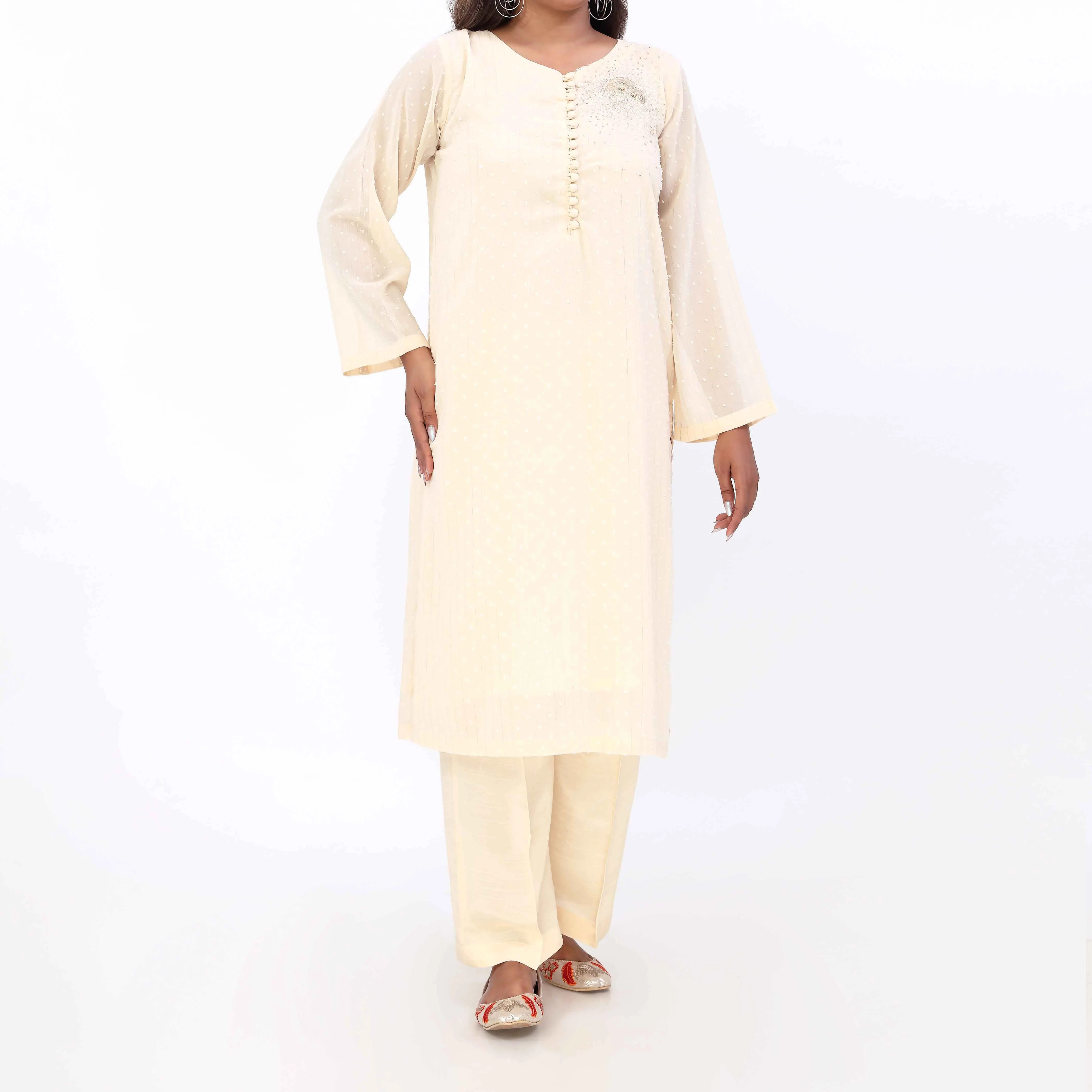 OPULENT<br>2 PC Embroidered Suit PS5373 - Image 2