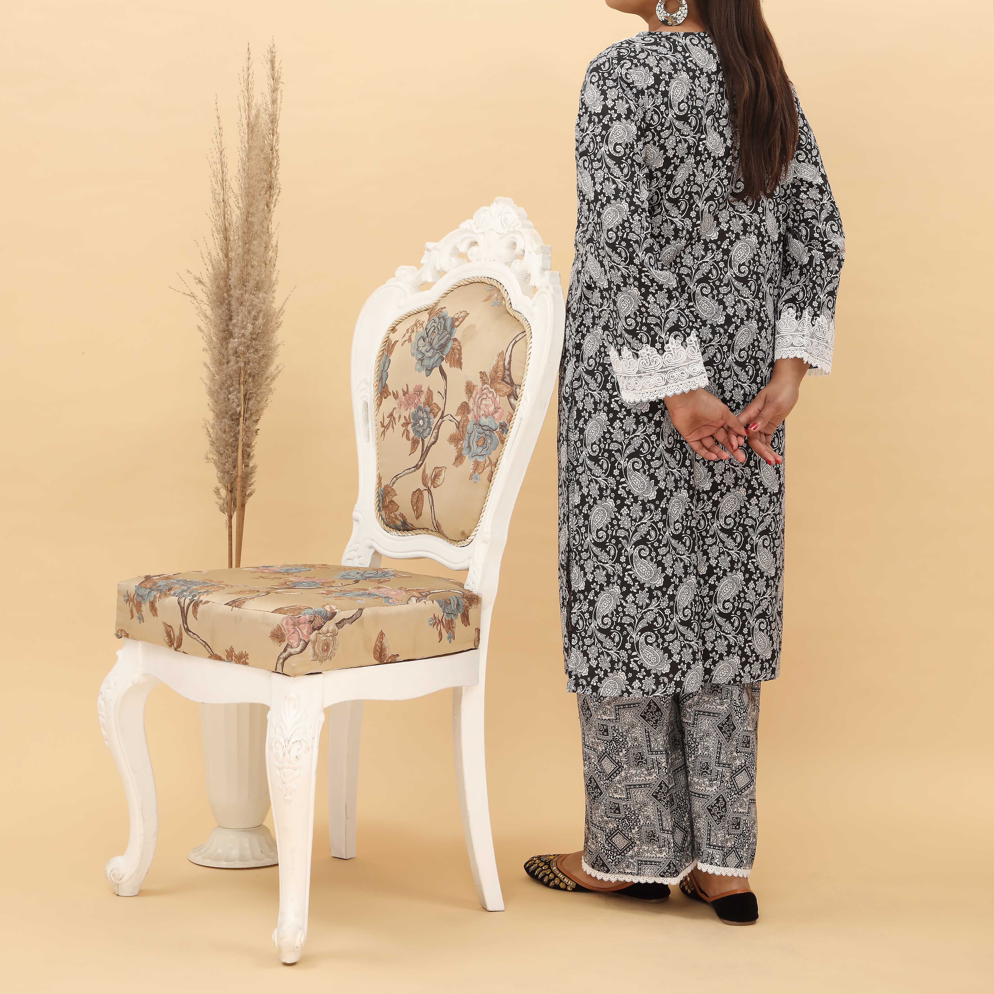 2PC- Embroidered Digital Printed Cotton Cambric Suit   PS5133 - Image 3