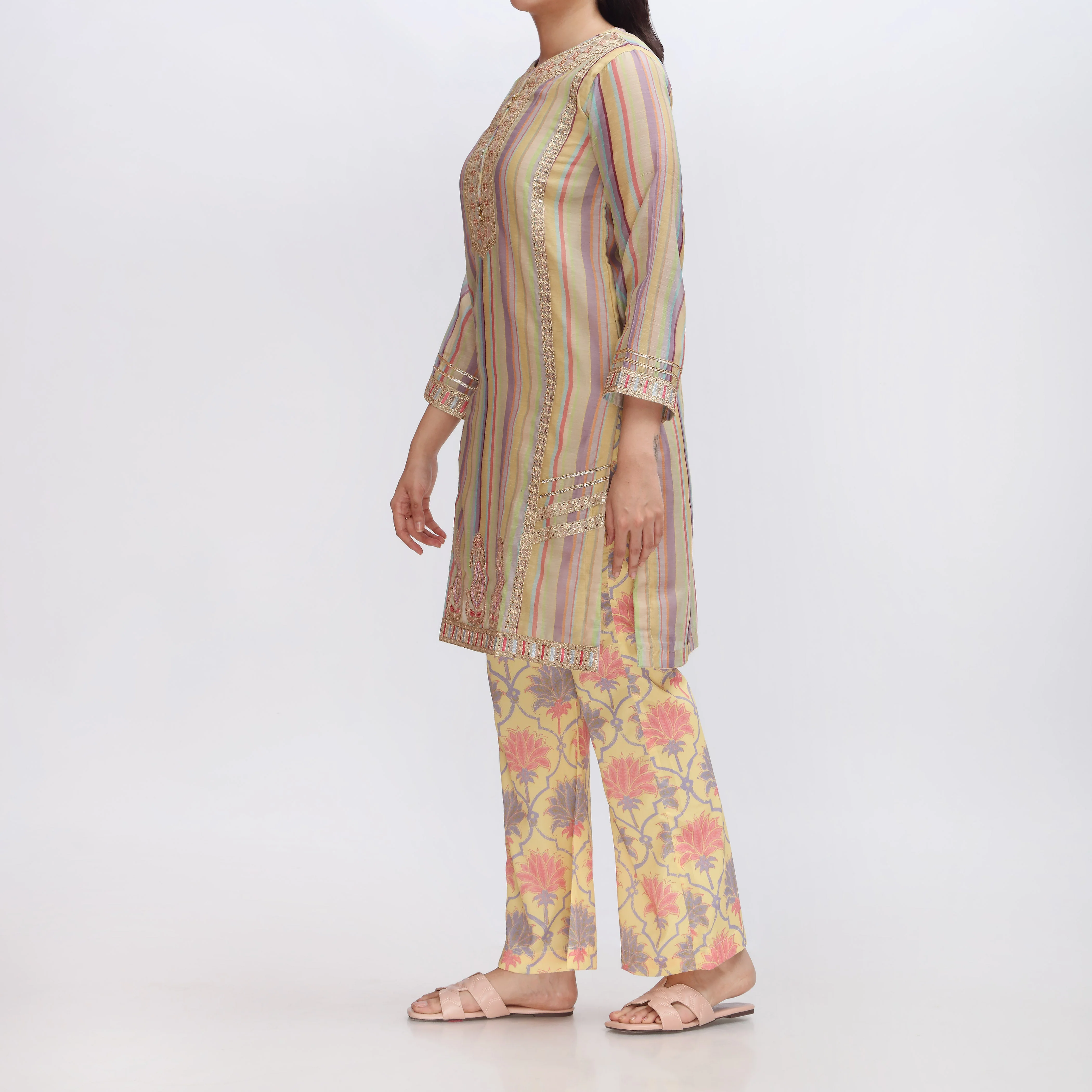 2PC- Embroidered Paper Cotton Shirt & Trouser PS3111 - Image 3