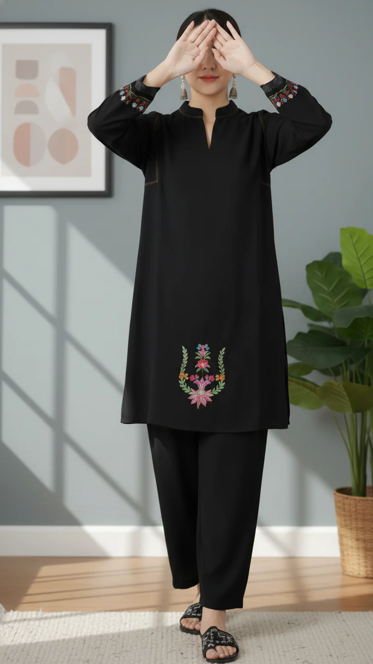 2PC Embroidered Slub Khaddar Suit PW5045