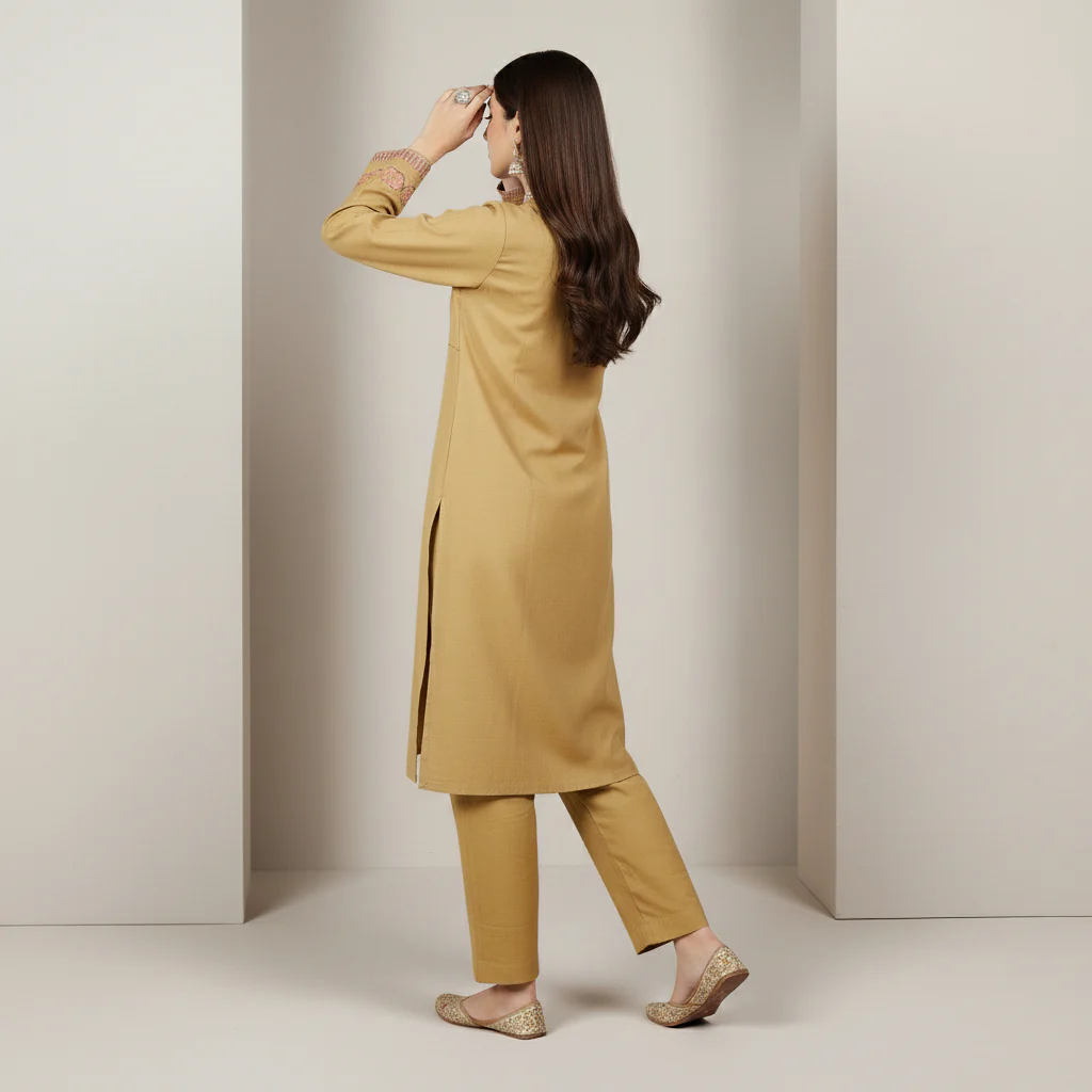 2PC Embroidered Slub Khaddar Suit PW5046 - Image 4