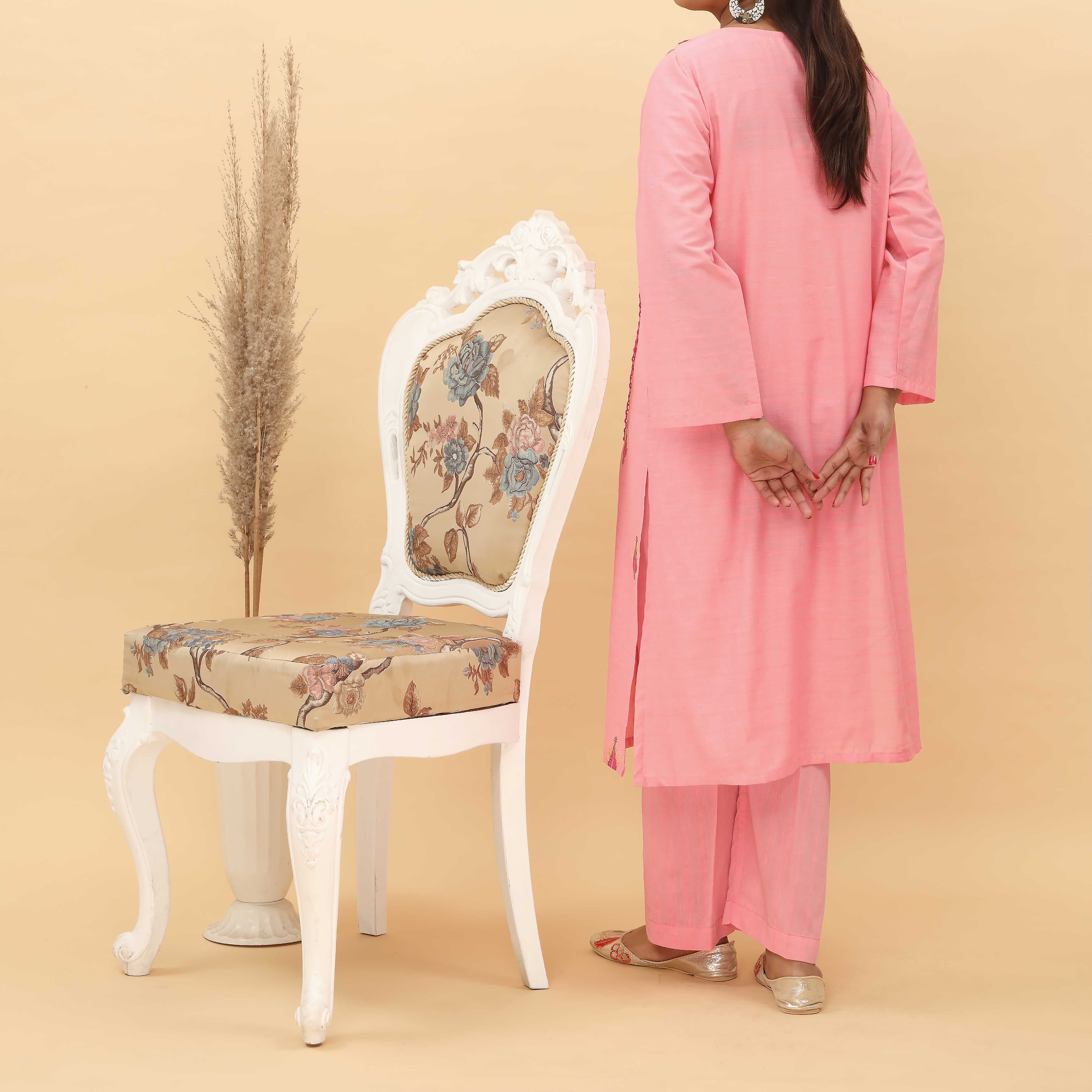 2PC- Embroidered Yarn Dyed Cotton Suit PS5058 - Image 3