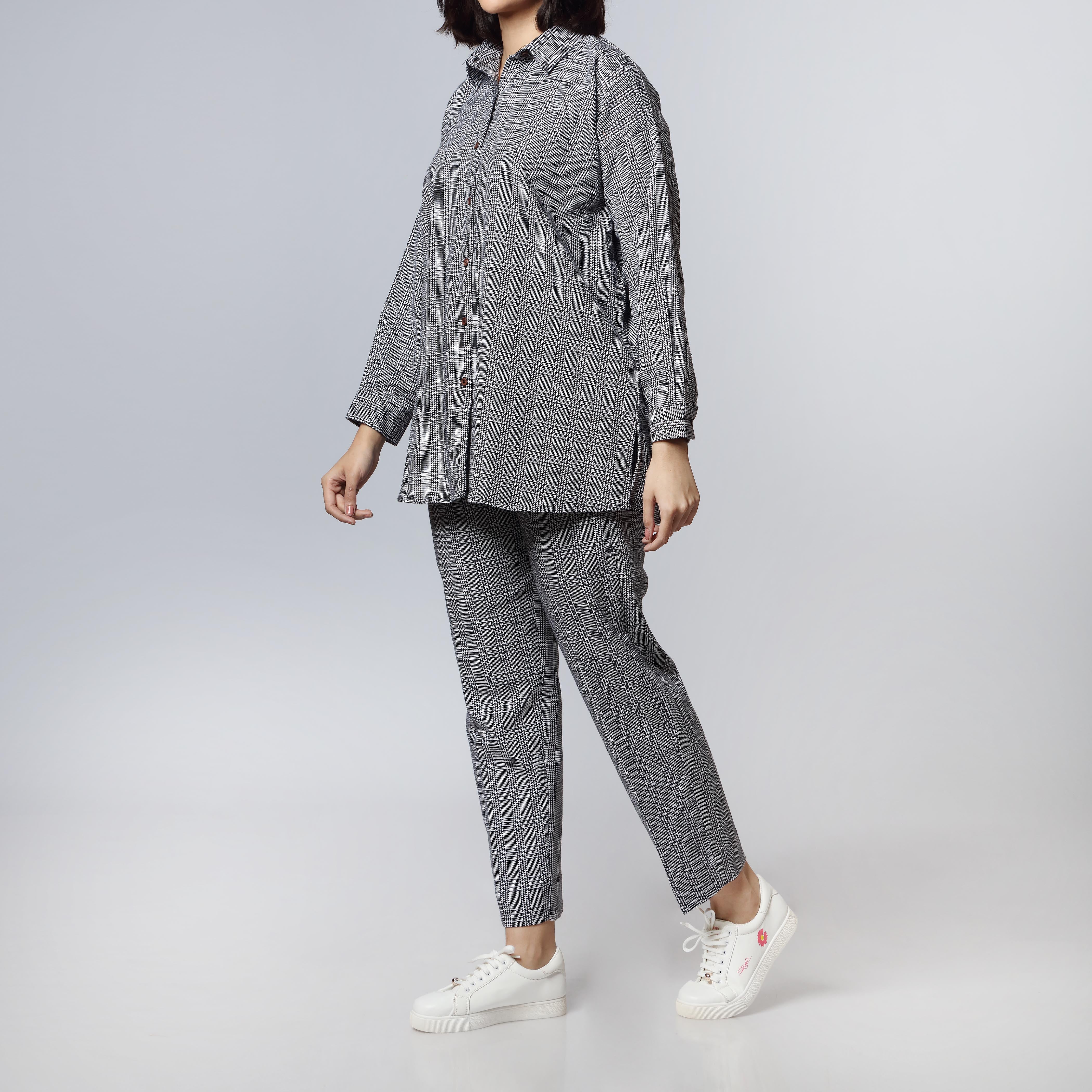 2PC- Flannel Checkered Shirt & Trouser PW2336 - Image 2
