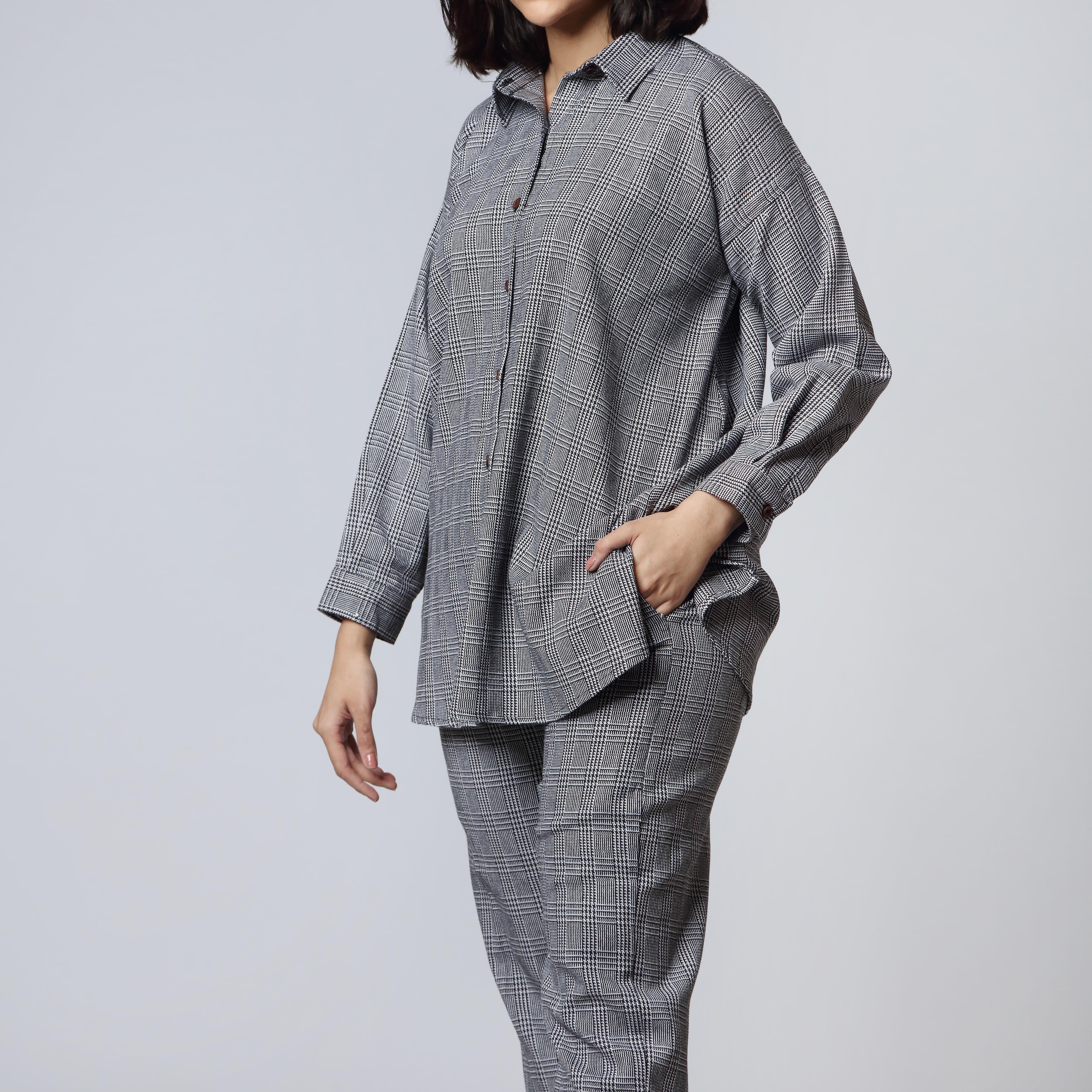 2PC- Flannel Checkered Shirt & Trouser PW2336 - Image 4